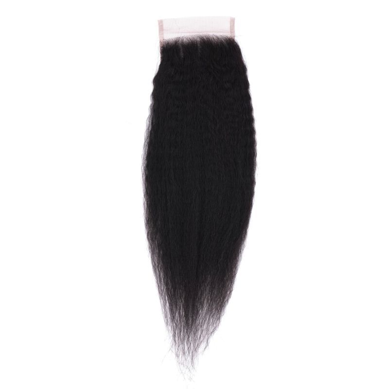 Kinky Straight 4x4 Transparent Lace Human Hair Closure - 100% Virgin Brazilian Hair - Invisible Parting for Natural Look - Perfect for Sew-in Weaves, Protective Styling & Everyday Wear
