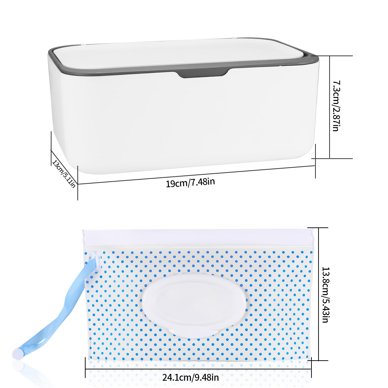 **Baby Wipes Dispenser Box with Lid - Dustproof Wet Wipes Holder for Home, Office & Travel - Includes Mask Storage Organizer - Perfect for Diaper Changing, Makeup Removal & Sanitizing (Grey)**