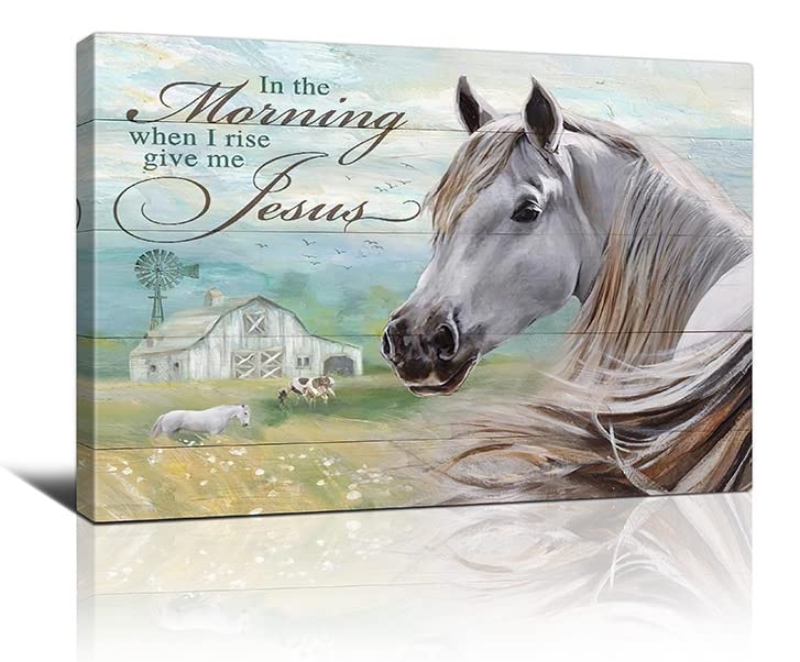 Farmhouse Horse Wall Art - Country Style Decor with Barn Prints for Office & Living Room
