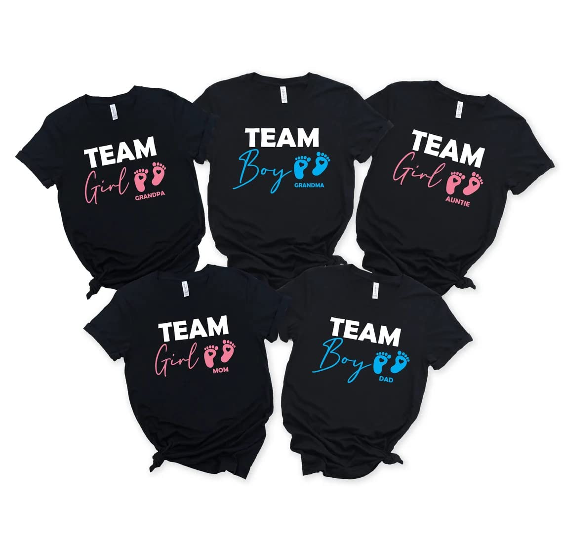 Gender Reveal Shirts for Baby Showers & Pregnancy Announcements - Team Boy & Team Girl T-Shirts for Toddler, Youth & Adults - Perfect for Gender Reveal Parties & Celebrations