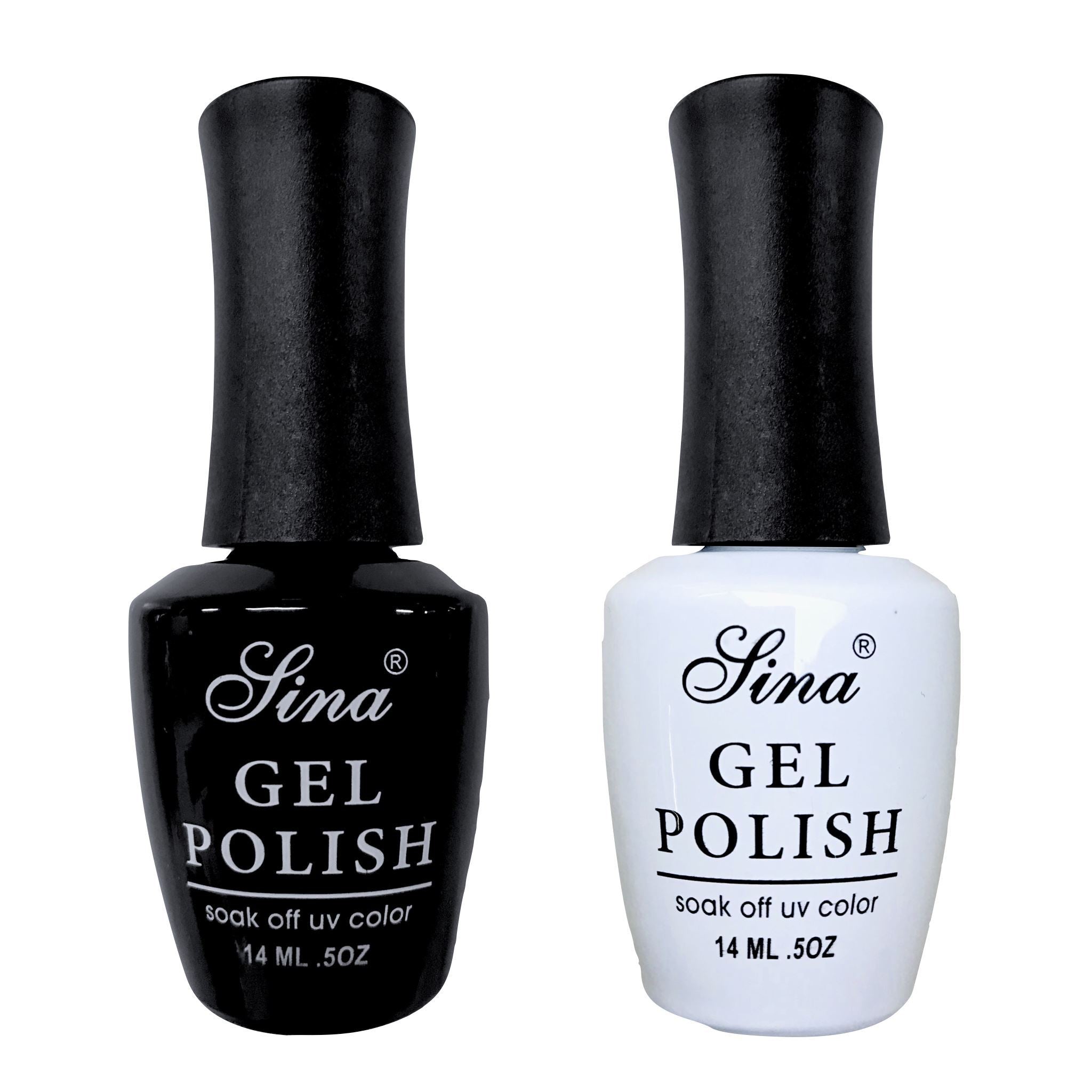 Duo Pack SINA Gel Polish Set - White & Black Nail Polish for Long-Lasting Manicures | Perfect for Home Nail Art & Salon Use
