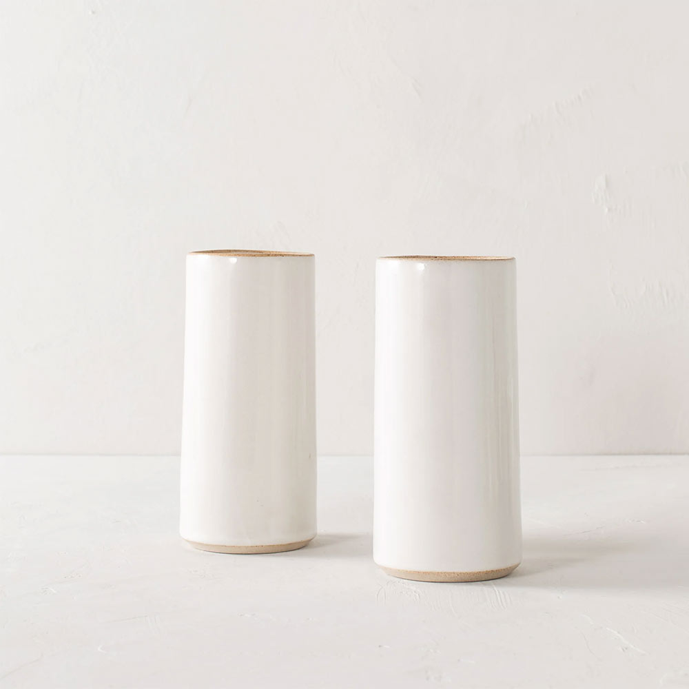 Minimalist White Ceramic Vase - Modern Home Decor for Living Room, Bedroom & Office | Handmade Pottery Flower Vase for Fresh or Dried Floral Arrangements