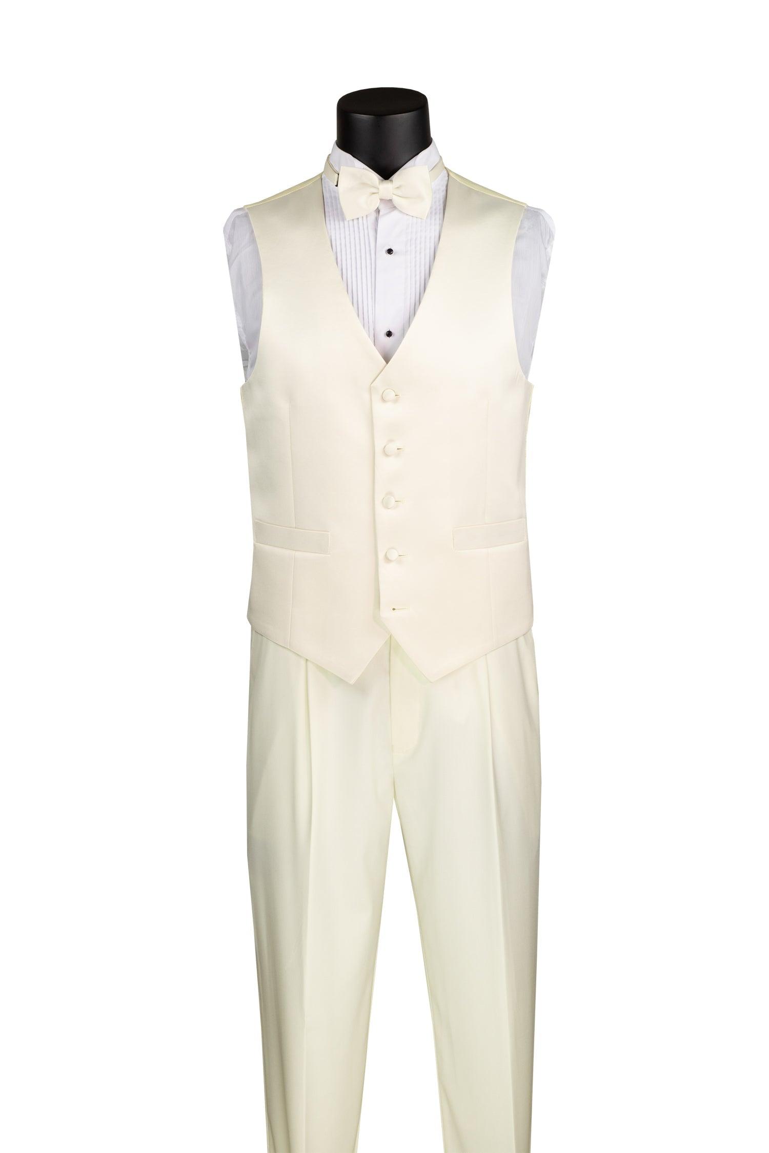 Ivory Regular Fit 3 Piece Tuxedo Suit for Men - Classic Wedding, Prom & Formal Event Attire - Perfect for Grooms, Best Men & Special Occasions