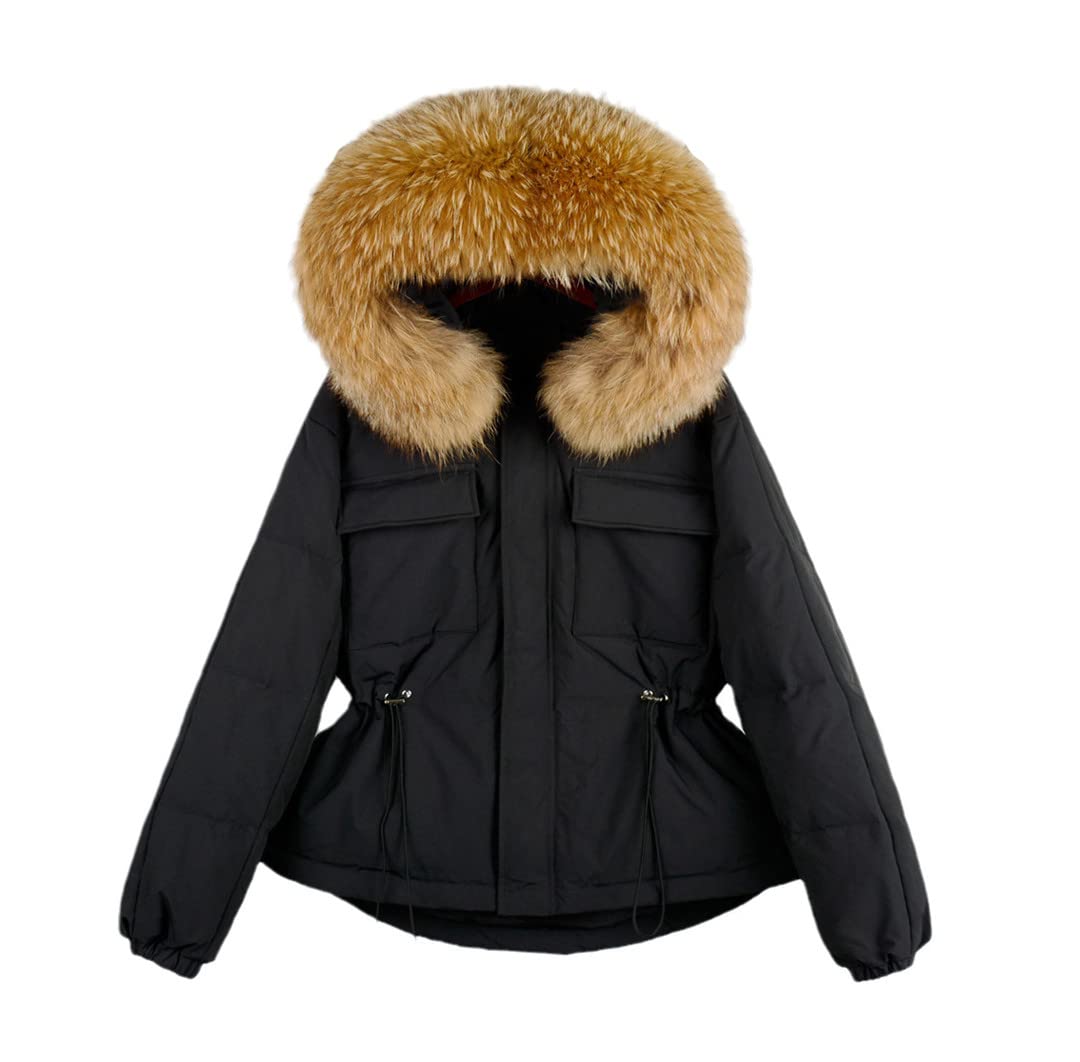 Women's Fur Hooded Winter Down Coat - 90% Duck Down Puffer Jacket, Waterproof & Windproof Parka for Cold Weather - Perfect for Snowboarding, Skiing & Outdoor Activities