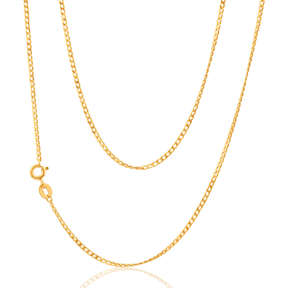 9ct Yellow Gold 40 Gauge 40cm Curb Chain Necklace - Durable & Stylish Jewelry for Men & Women - Perfect for Everyday Wear, Gifts & Special Occasions