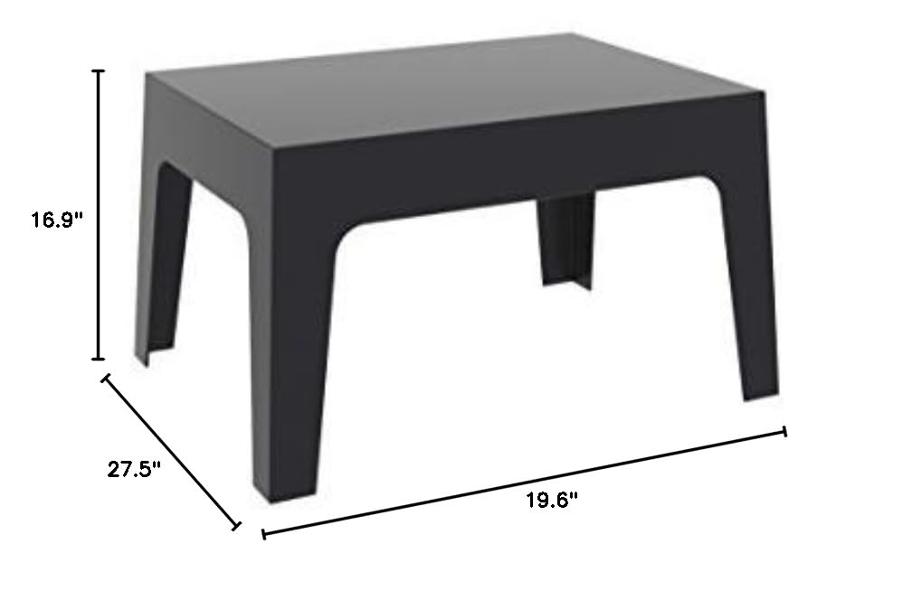 Dark Gray Compamia Box Resin Patio Coffee Table - Weatherproof Outdoor Furniture for Garden, Poolside, and Backyard Relaxation