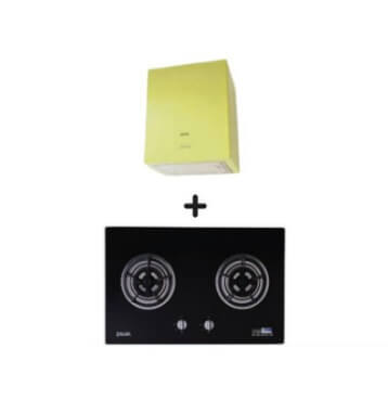 Ellane EH 2800 45cm Stainless Steel Box Hood with WG 2SV 80cm 2 Burner Glass Gas Hob - Modern Kitchen Ventilation & Cooking Combo for Home Chefs | Perfect for Small Kitchens & Open-Plan Living Spaces