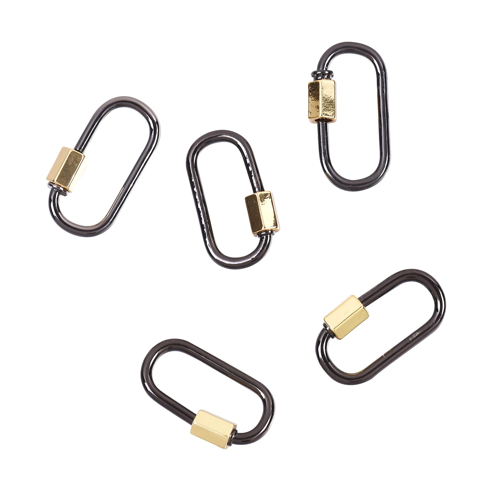 LiQunSweet 5 Pack Brass Screw Lock Keychain Set - D Shape & Oval Key Rings with Secure Locking Clip (26x15mm) for Men & Women - Perfect for Home, Office, Travel & Key Organization