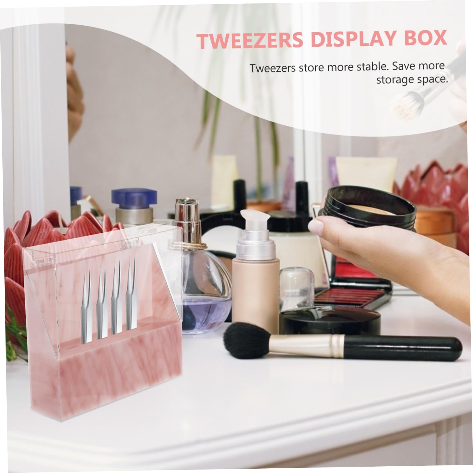 Premium Eyelash Extension Tweezers Holder & Storage Box - Pink Clamshell Design for Lash Artists, Makeup Professionals - Organize Tweezers, Lash Tools, Beauty Supplies - Perfect for Salon, Home, Travel Use