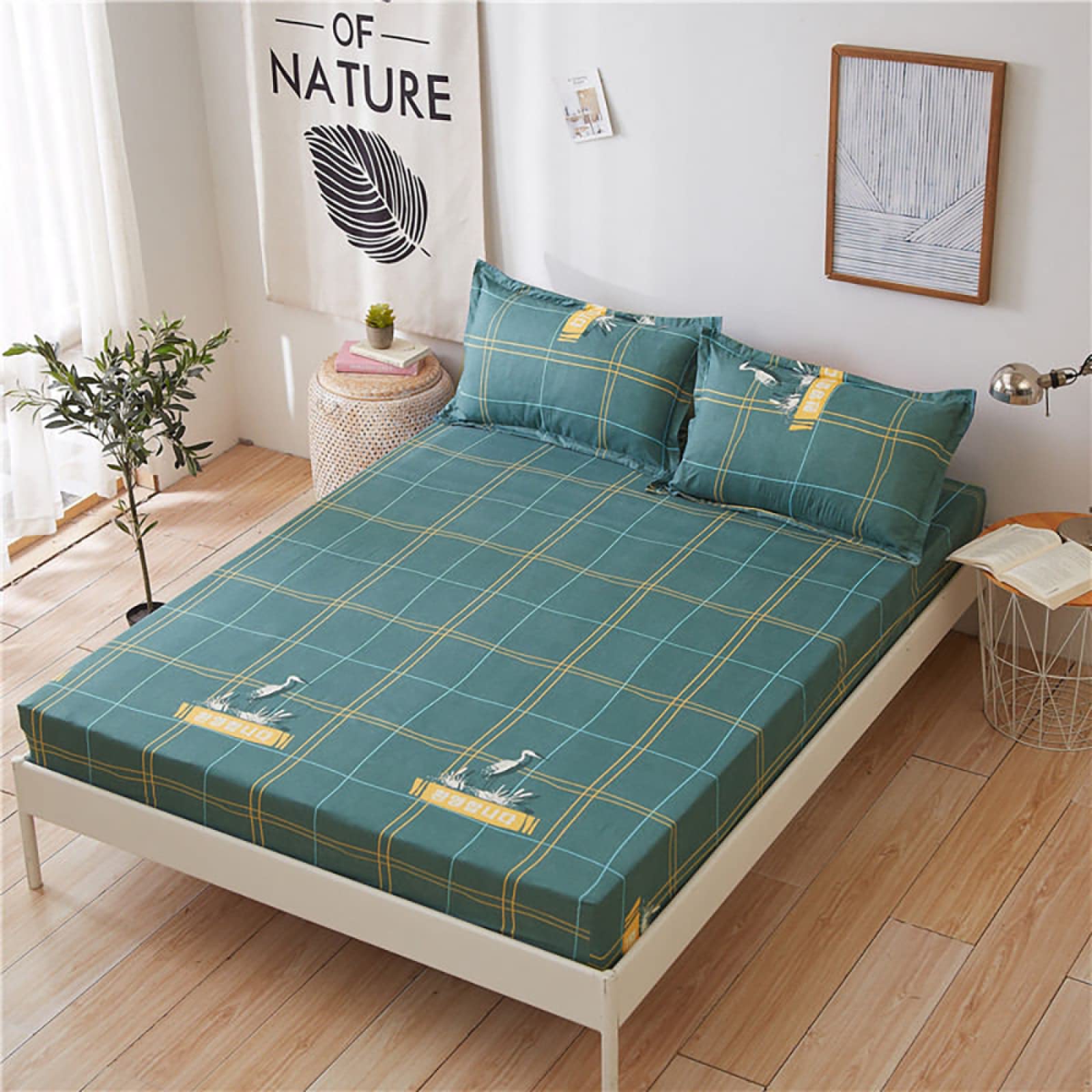 Premium Blue Floral Printed Queen & King Size Fitted Sheet Set with Elastic Edges - Soft Bed Linen for Deep Mattress (No Pillowcases) | Perfect for Guest Rooms, Vacation Homes & Cozy Bedroom Decor