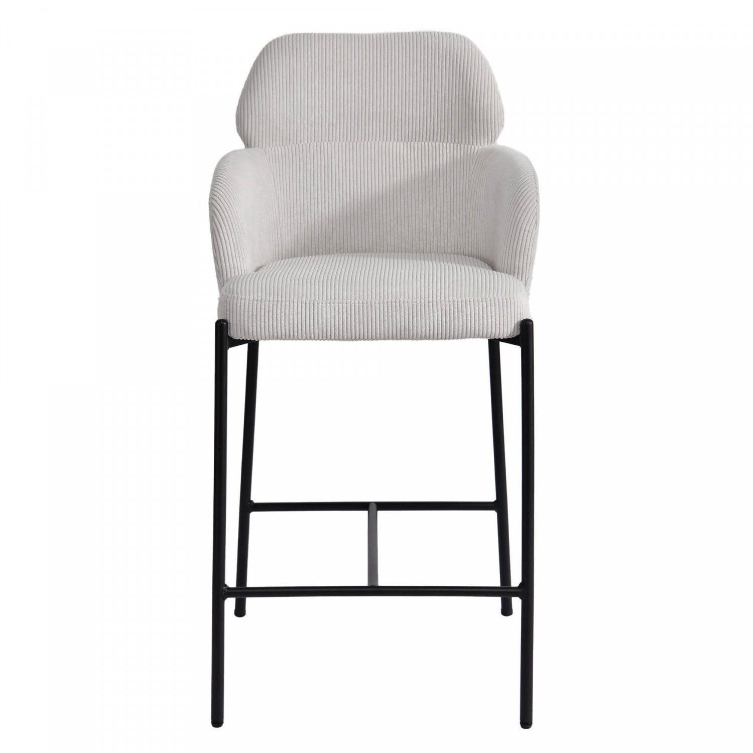Celon Counter Stool Set of 2 - White Corduroy Upholstered Bar Stools for Kitchen Island, Breakfast Nook & Home Decor