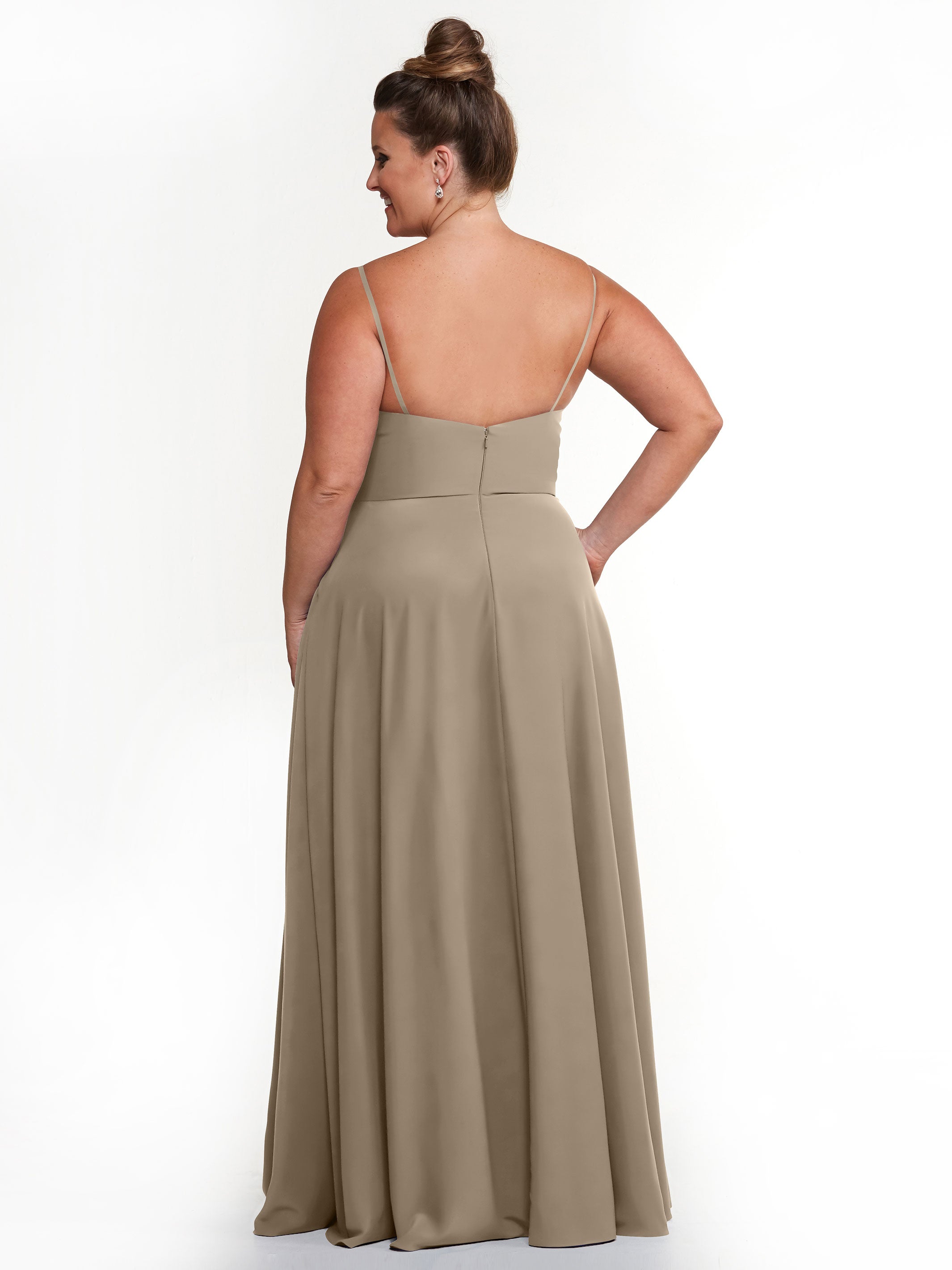 Elegant 83012 Flowy Stretch Chiffon A-Line Bridesmaid Dress with V-Neck - Perfect for Weddings, Parties & Formal Events
