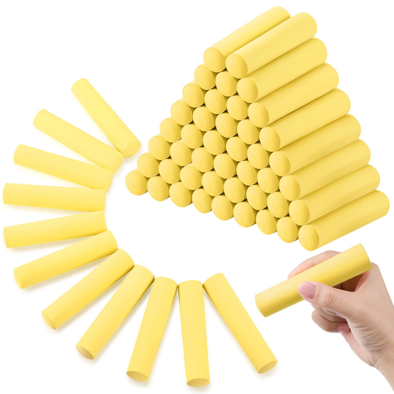 Fulmoon 80 Pcs Jumbo Sidewalk Chalk Bulk - Large Outdoor Washable Chalk for Kids, Toddlers & Adults - Non-Toxic Art Drawing & Painting Supplies - Perfect for Street Art, Classroom Activities & Christmas Gifts (Yellow)