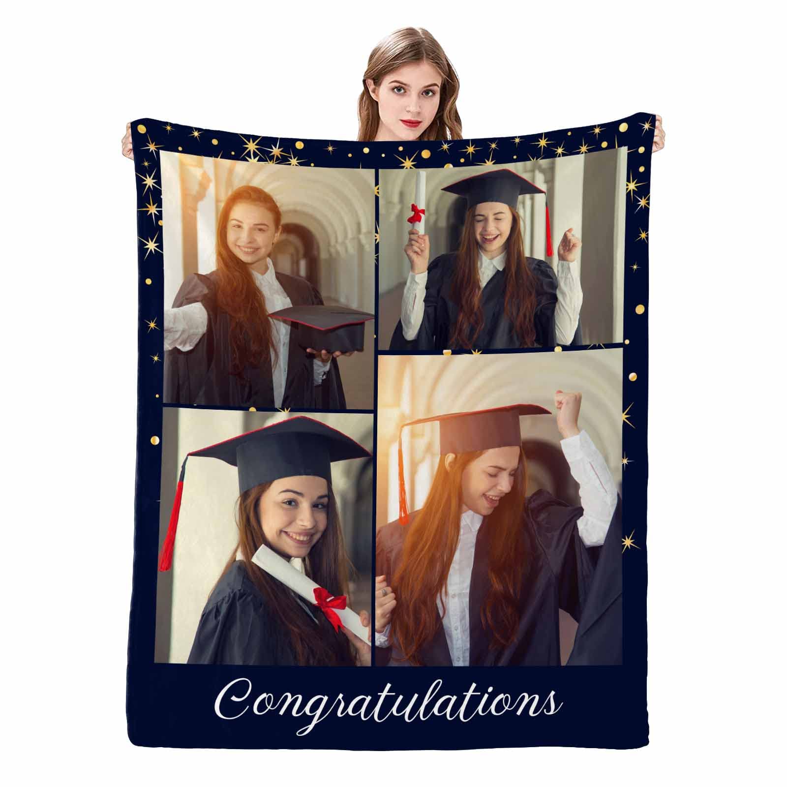 Custom Photo Blanket - Personalized Fleece Throw Blanket with Collage Design | Graduation Gift, Anniversary Present & Cozy Home Decor