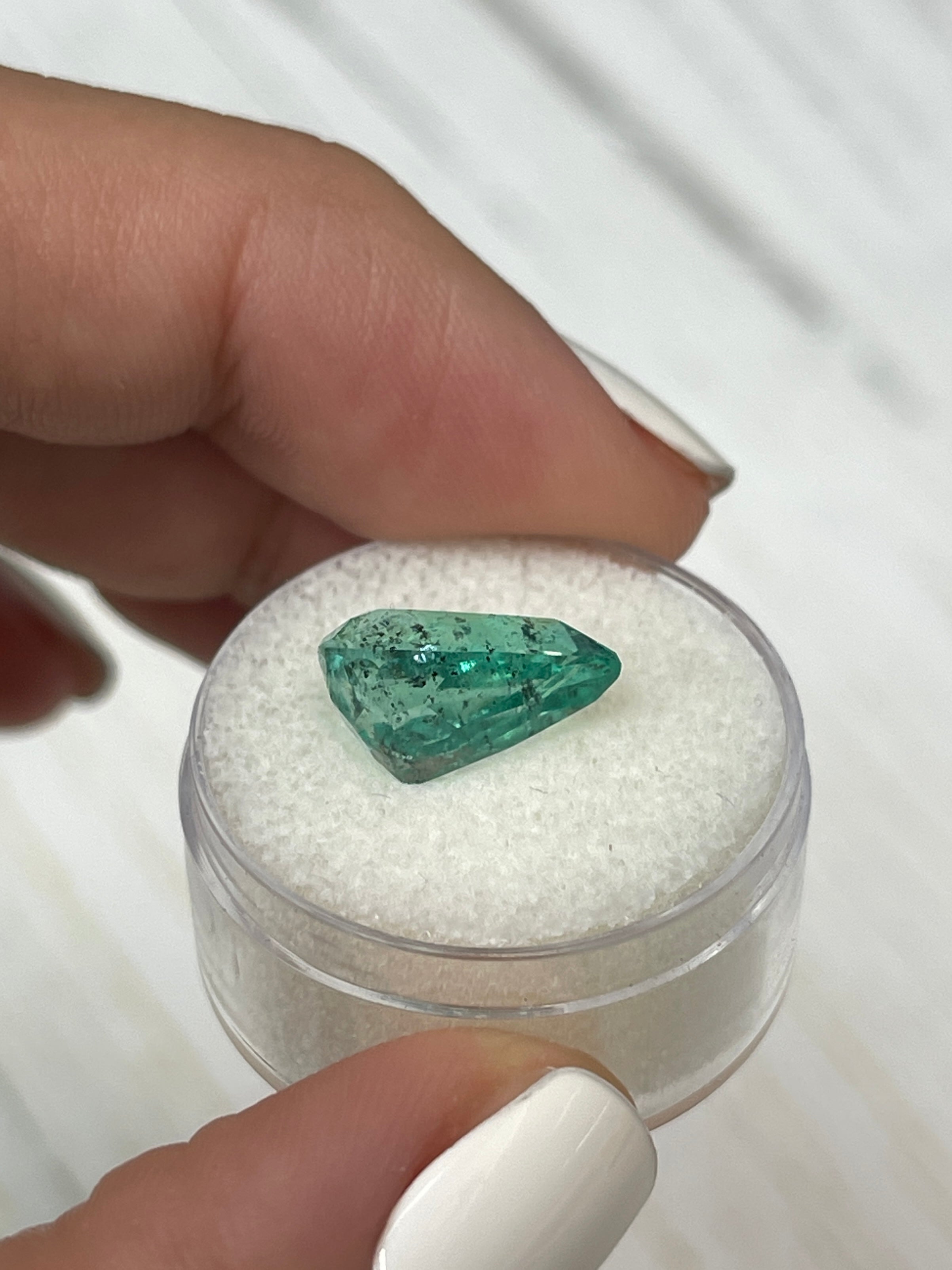 5.20 Carat 14x10mm Natural Loose Colombian Emerald Pear Cut Gemstone - Vivid Green with Unique Inclusions for Jewelry Making, Engagement Rings & Collector's Items