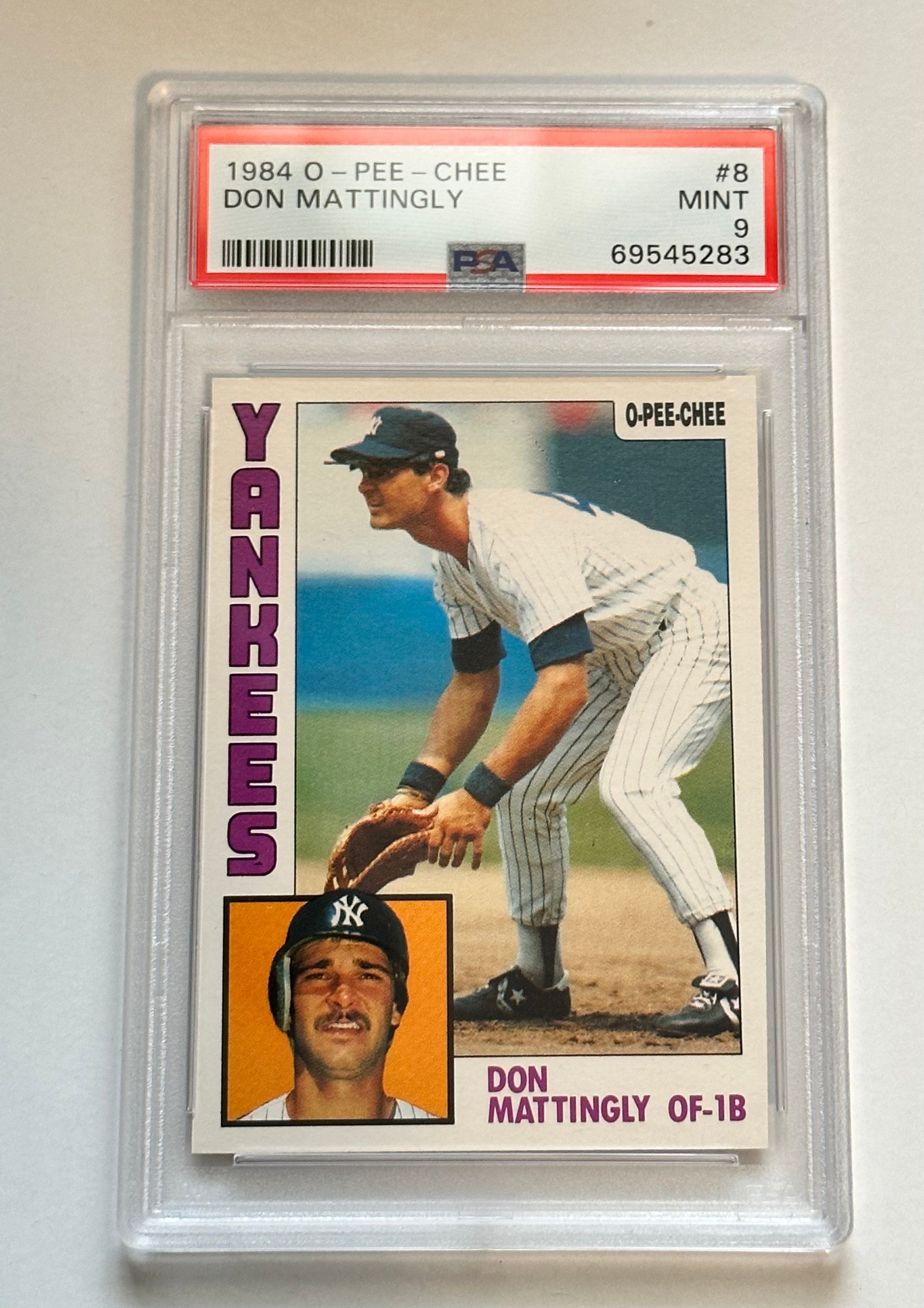 1984 Don Mattingly OPC Baseball Rookie Card PSA 9 Mint - Perfect for Collectors, Sports Memorabilia & Investment - Display in Home Office, Man Cave or Gift for Baseball Fans