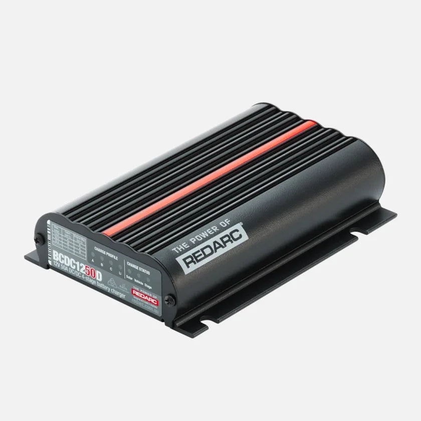REDARC 50A Dual Input In-Vehicle DC Battery Charger for RVs, Boats & Off-Grid Power - Fast Charging & Reliable Performance
