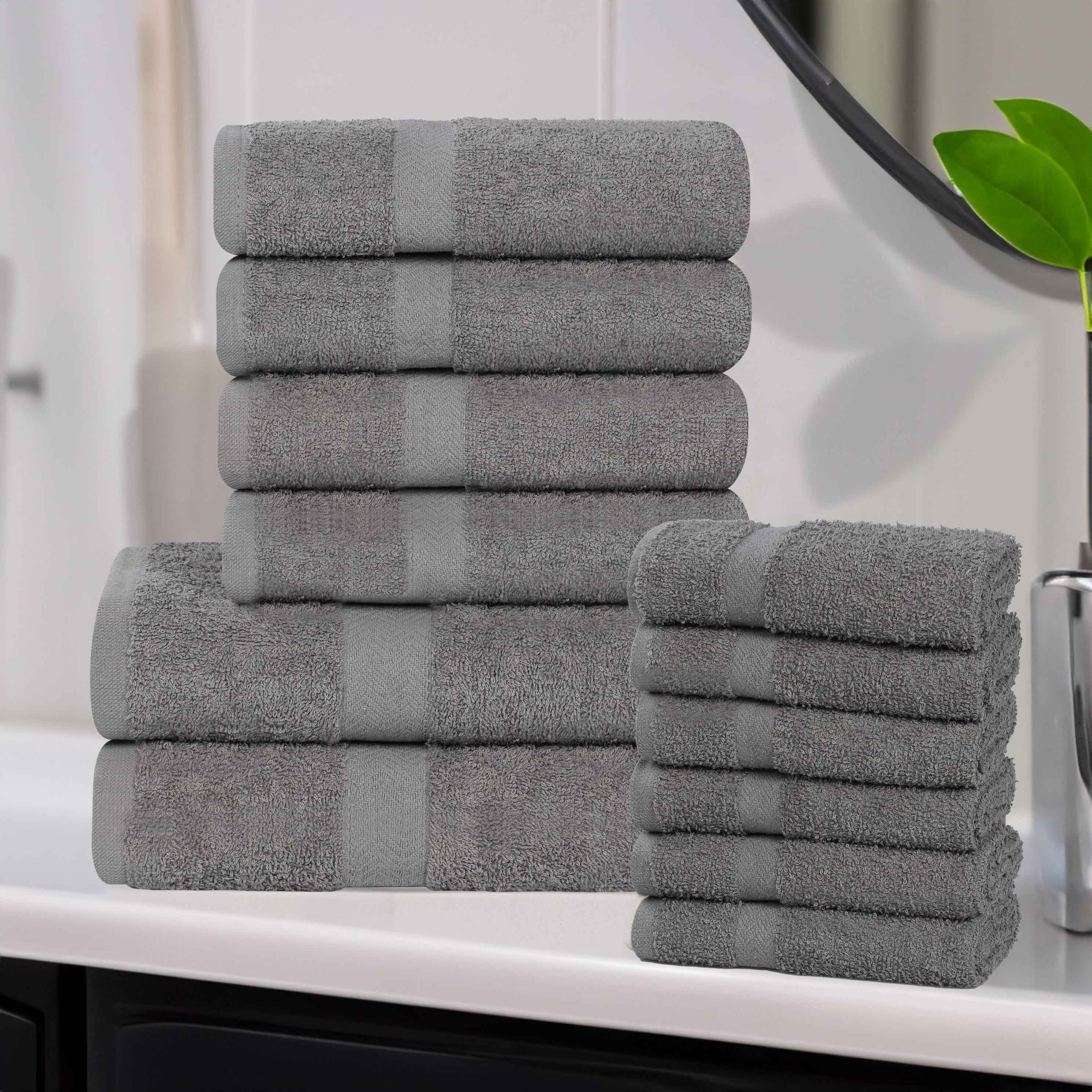 Franklin 100% Cotton Eco-Friendly Bath Towel Set - 12 Piece Soft Absorbent Towels for Bathroom, Spa & Gym Use
