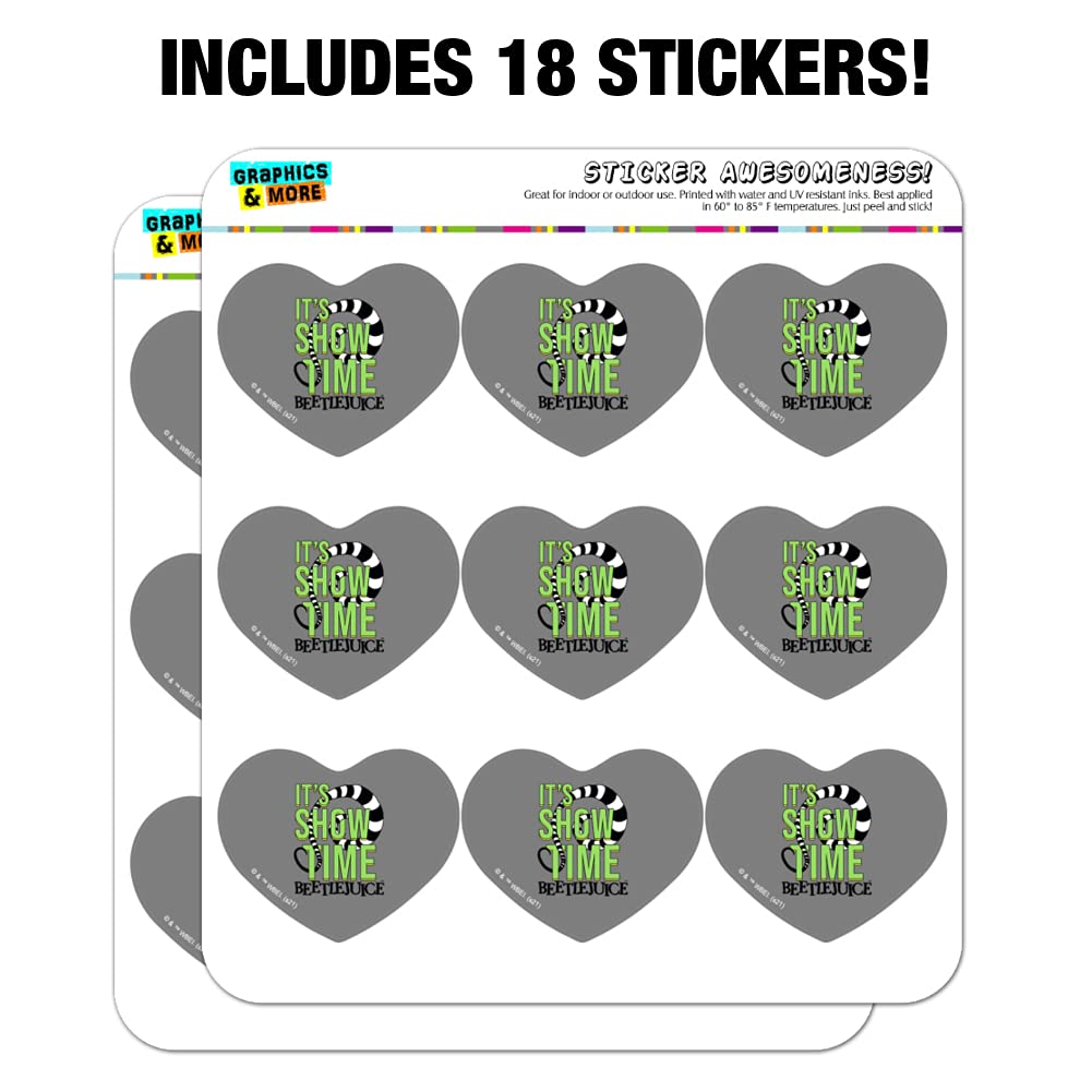 Beetlejuice 'It's Showtime' Quote Heart-Shaped Stickers - Planner, Calendar, Scrapbook, Journal, DIY Craft Supplies for Bullet Journaling, Card Making, and Party Decorations