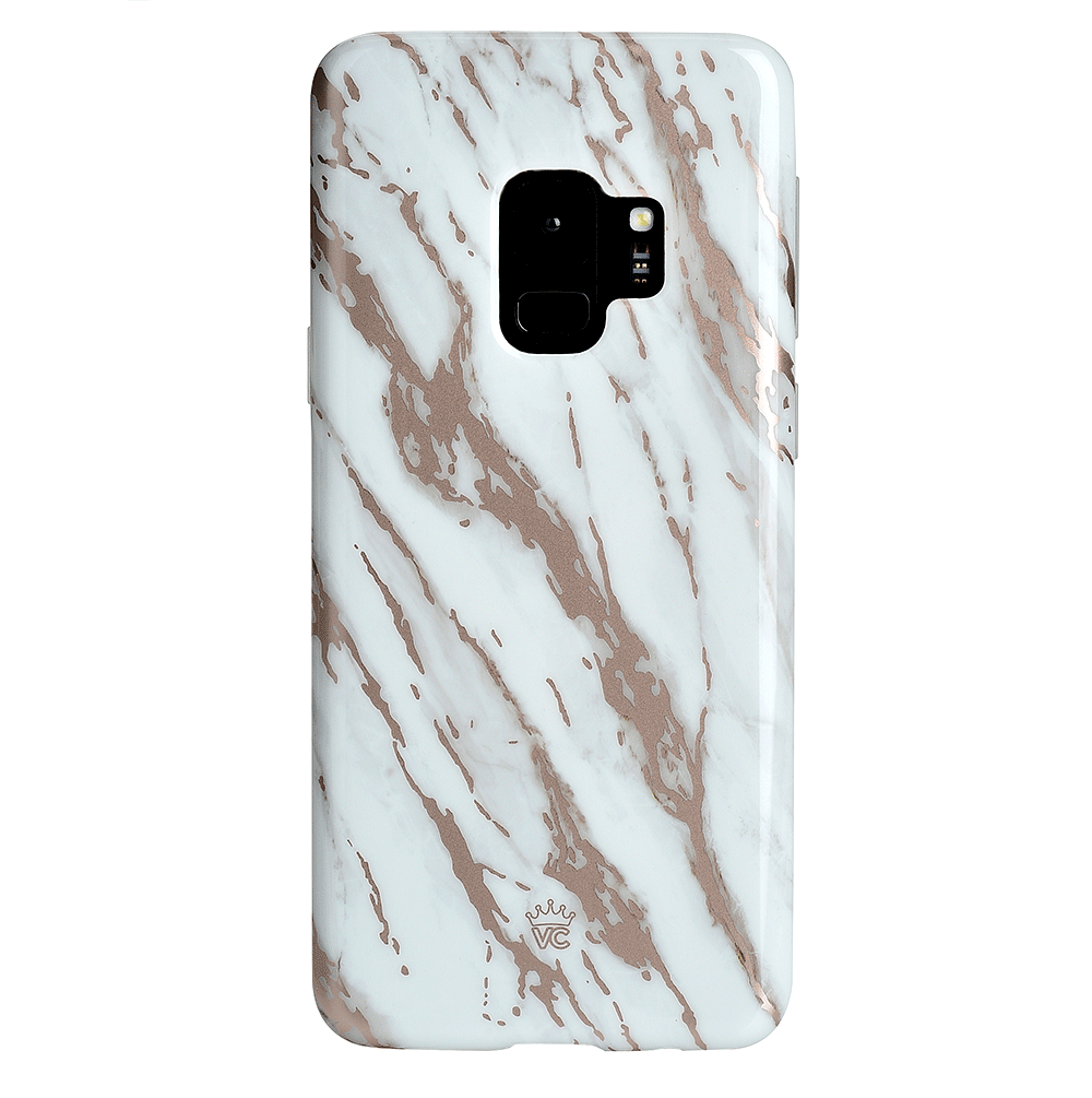 Elegant White Marble Rose Gold Chrome Case for Samsung Galaxy - Perfect for Everyday Use, Travel & Special Occasions