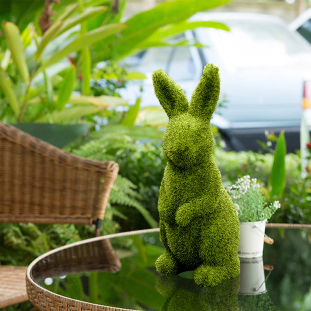 Artificial Moss Bunny Figurine - Easter Spring Garden Decor, Standing Medium Rabbit Statue for Yard, Home & Party Decoration | Perfect for Easter Gifts, Table Centerpieces & Outdoor Decor