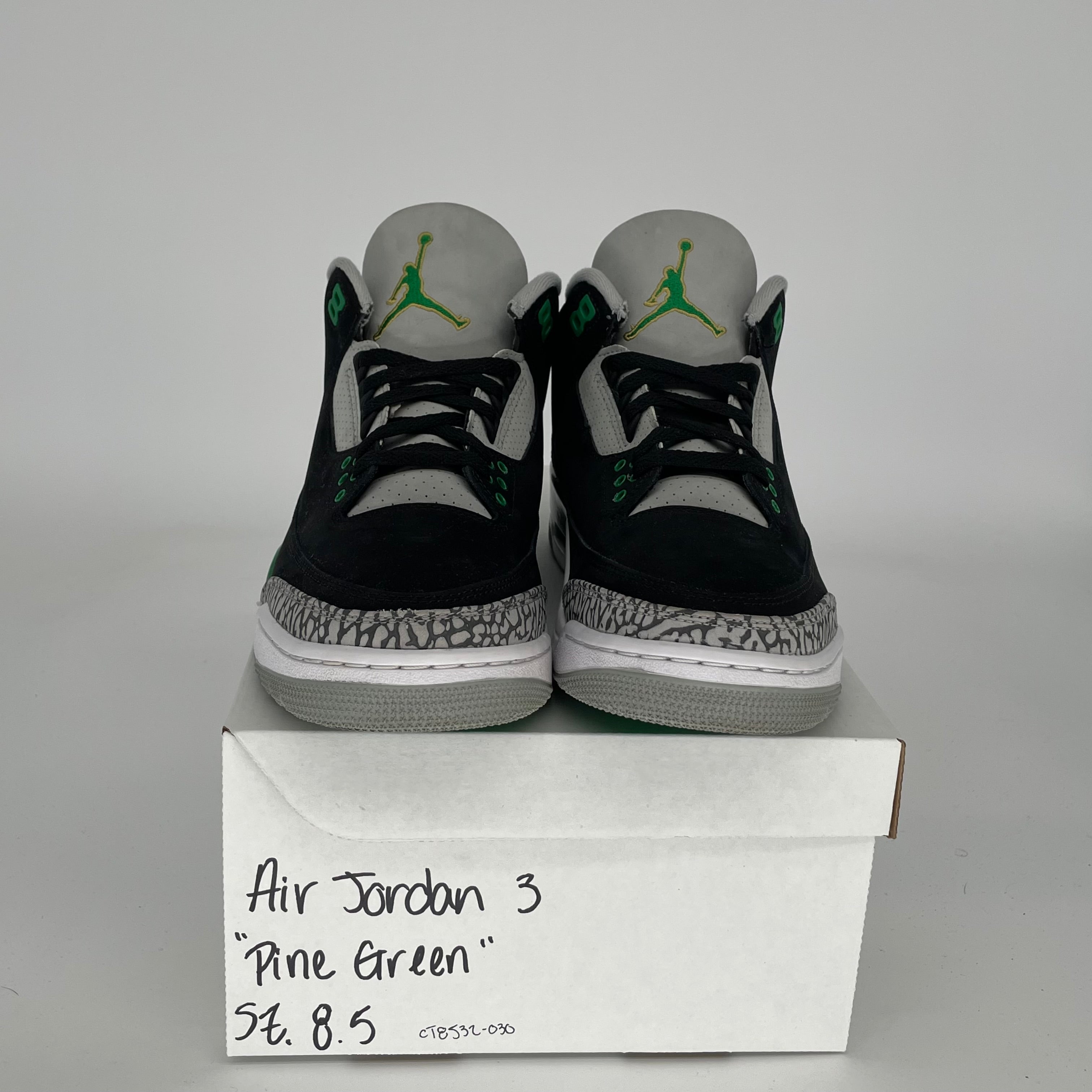 Original Air Jordan 3 Retro 'Pine Green' Men's Basketball Shoes Size 8.5 - Style Code CT8532-030 | Perfect for Streetwear, Sneaker Collecting & Casual Fashion