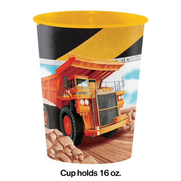 12-Piece Bulk Big Dig Construction 16 oz Plastic Cups - Durable Party Cups for Kids' Construction Theme Birthday, Outdoor Events & Summer BBQs