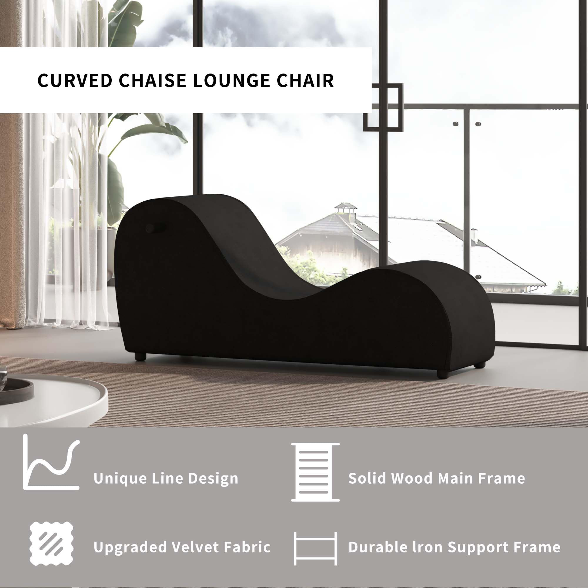 Ergonomic Yoga Chair for Adults - Black Curved Yoga Chaise Lounge for Stretching, Relaxation & Exercise - Perfect for Couples & Indoor Use in Bedroom, Living Room or Home Gym