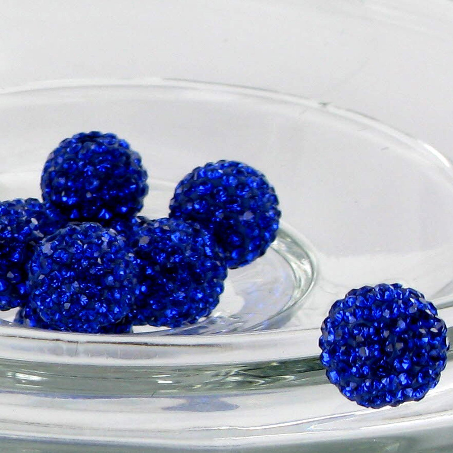 RUBYCA 8mm Royal Blue Pave Czech Crystal Disco Ball Clay Beads - 20pcs for Shamballa Bracelets, DIY Jewelry Making, Bohemian Style Accessories | Perfect for Festival, Party, Yoga & Meditation Jewelry