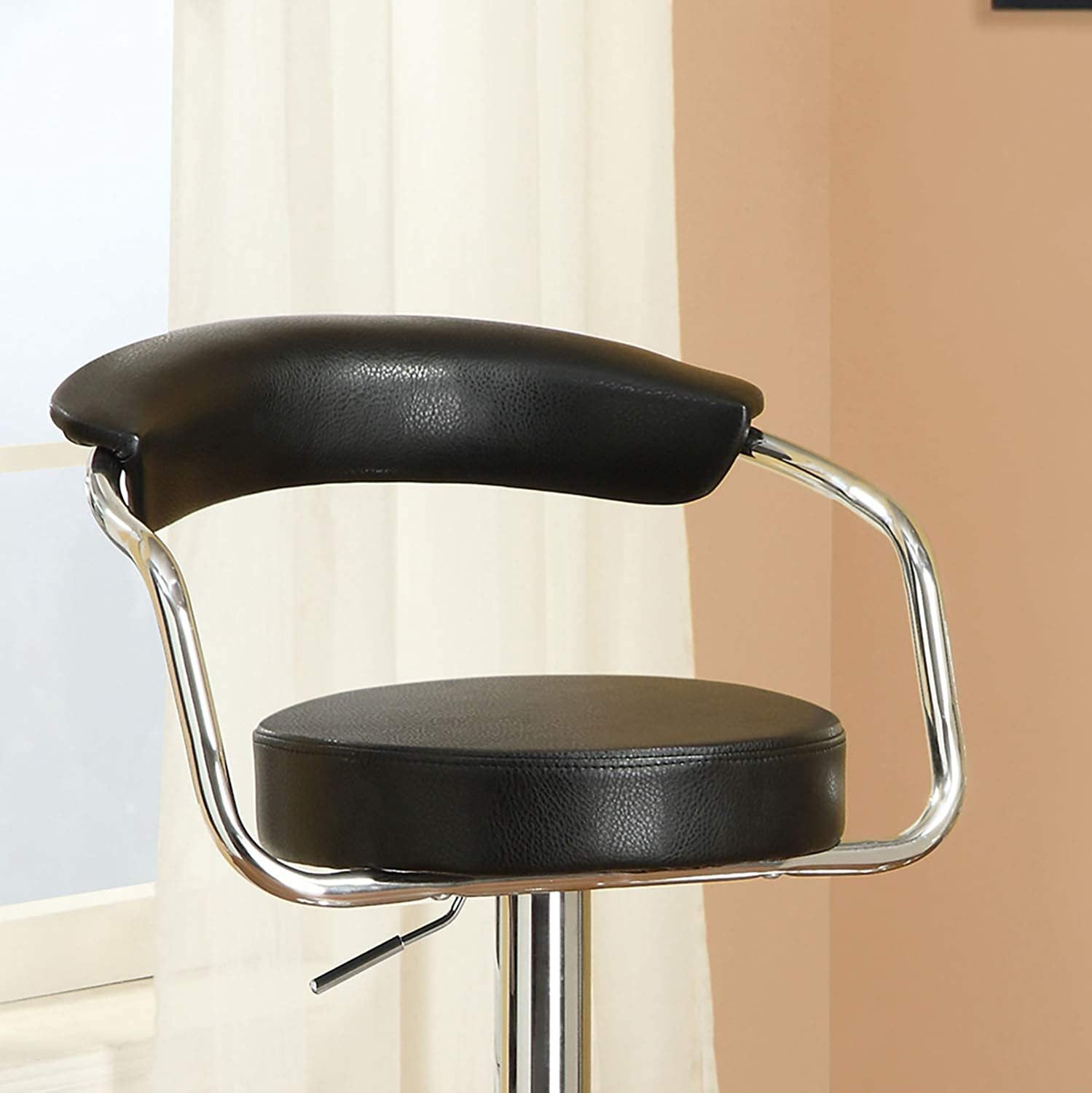 Modern Black Bar Stools Set of 2 - Adjustable Height Swivel Counter Stools for Kitchen Island, Breakfast Bar & Home Decor - Contemporary Style Bar Chairs for Dining & Entertaining