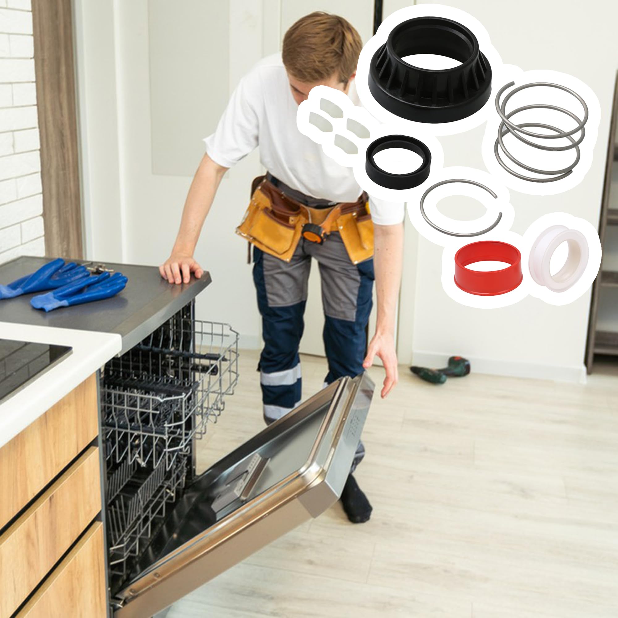 Walmine 285170 Dishwasher Faucet Coupler Kit - Replacement Part for Whirlpool Dishwashers - Compatible with P6007494, 285170, PS11740610 Models - Easy DIY Installation for Kitchen Plumbing Repair