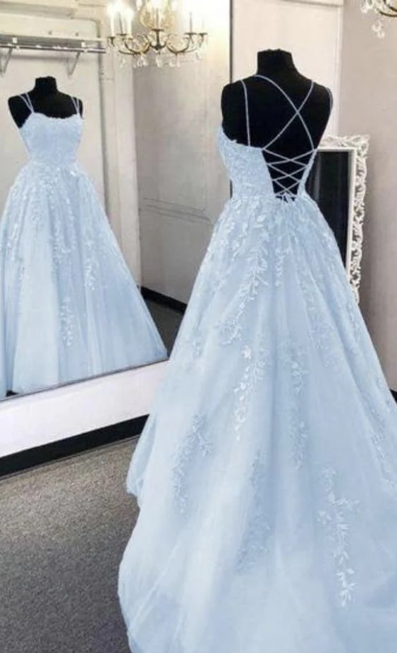 Elegant A-Line Light Blue Long Prom Dress for Formal Evening Events - Perfect for Homecoming, Prom, and Special Occasions - Style J4822