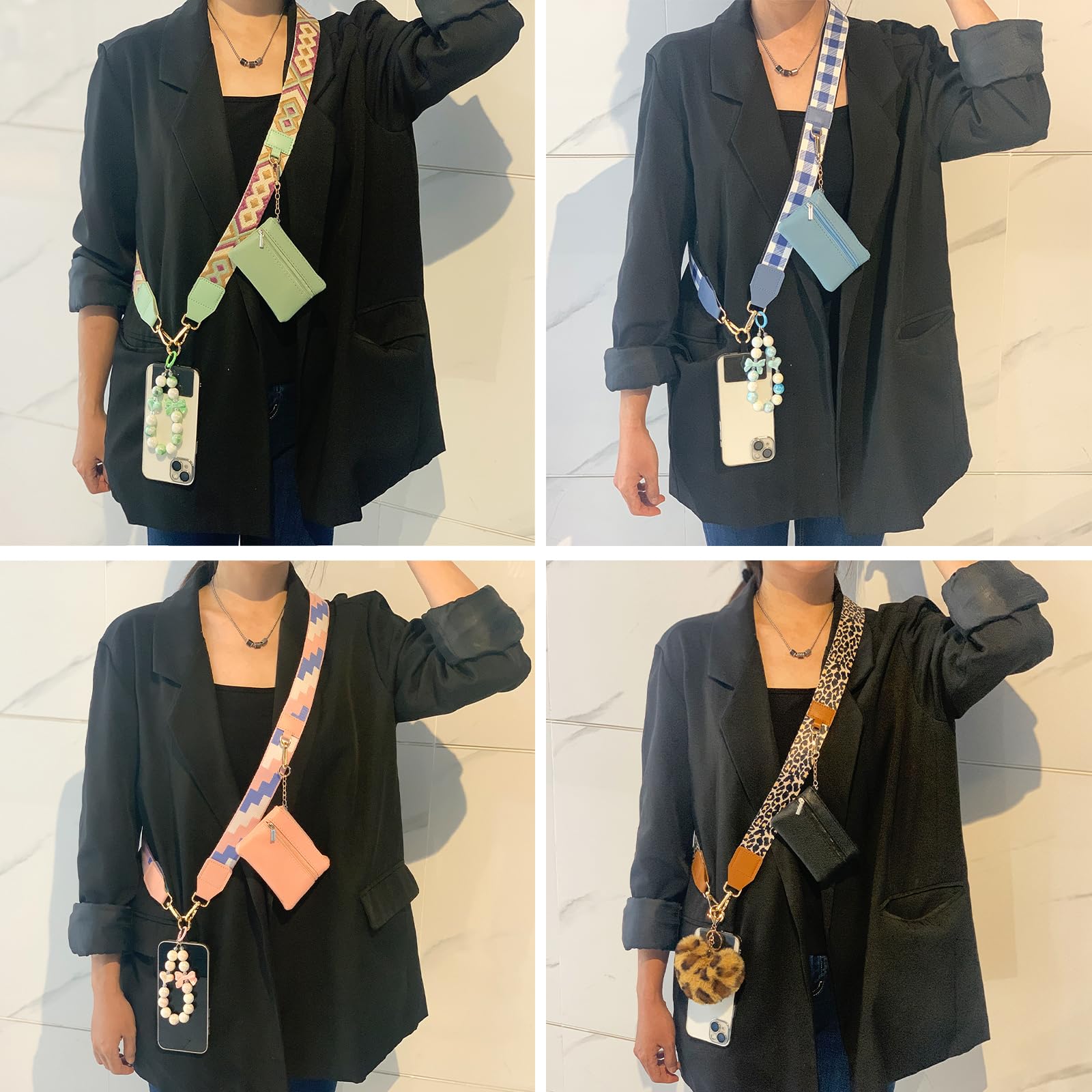 Adjustable Crossbody Phone Strap with Zippered Pouch & Secure Clip - Hands-Free Wallet Phone Holder for Women & Men - Perfect for Travel, Shopping, and Everyday Use