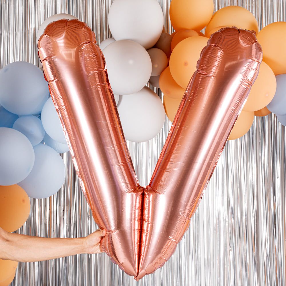 Rose Gold Mylar Letter V Balloon - 40