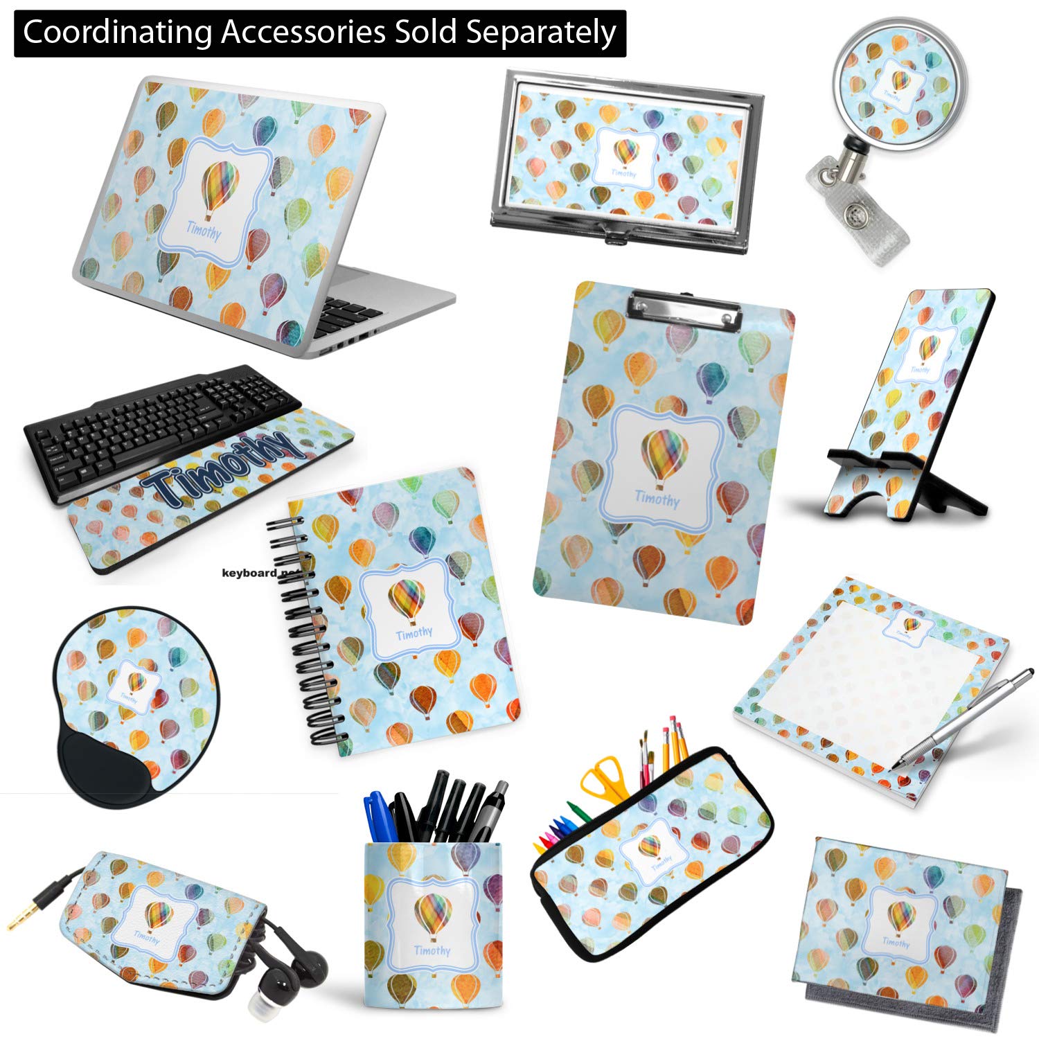 Personalized Watercolor Hot Air Balloons Clipboard - Legal Size A4 Office School Supplies - Perfect for Teachers, Students & Office Organization