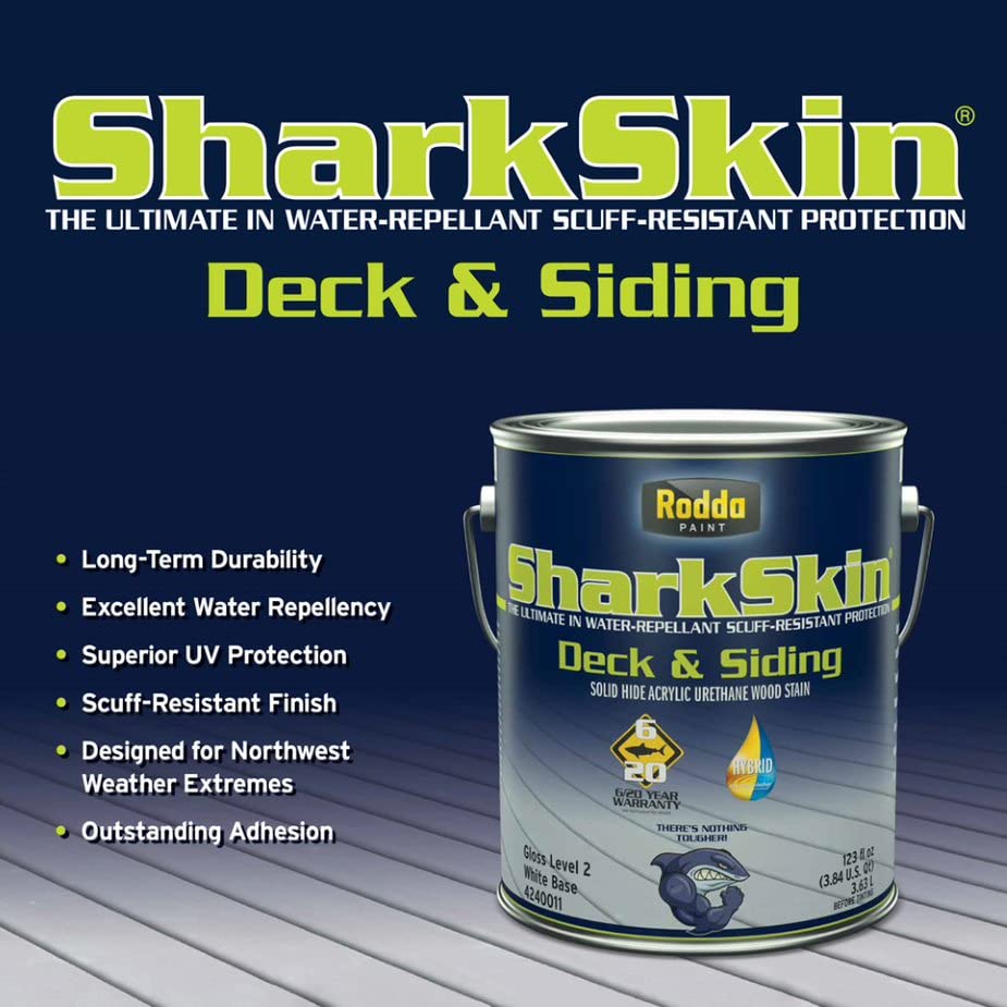 Rodda Paint SharkSkin Deck and Siding Stain - 1 Gallon (4-Pack) - Chocolate Brown - Premium Exterior Wood Protection for Decks, Fences & Siding - Weather-Resistant Finish for Outdoor Use