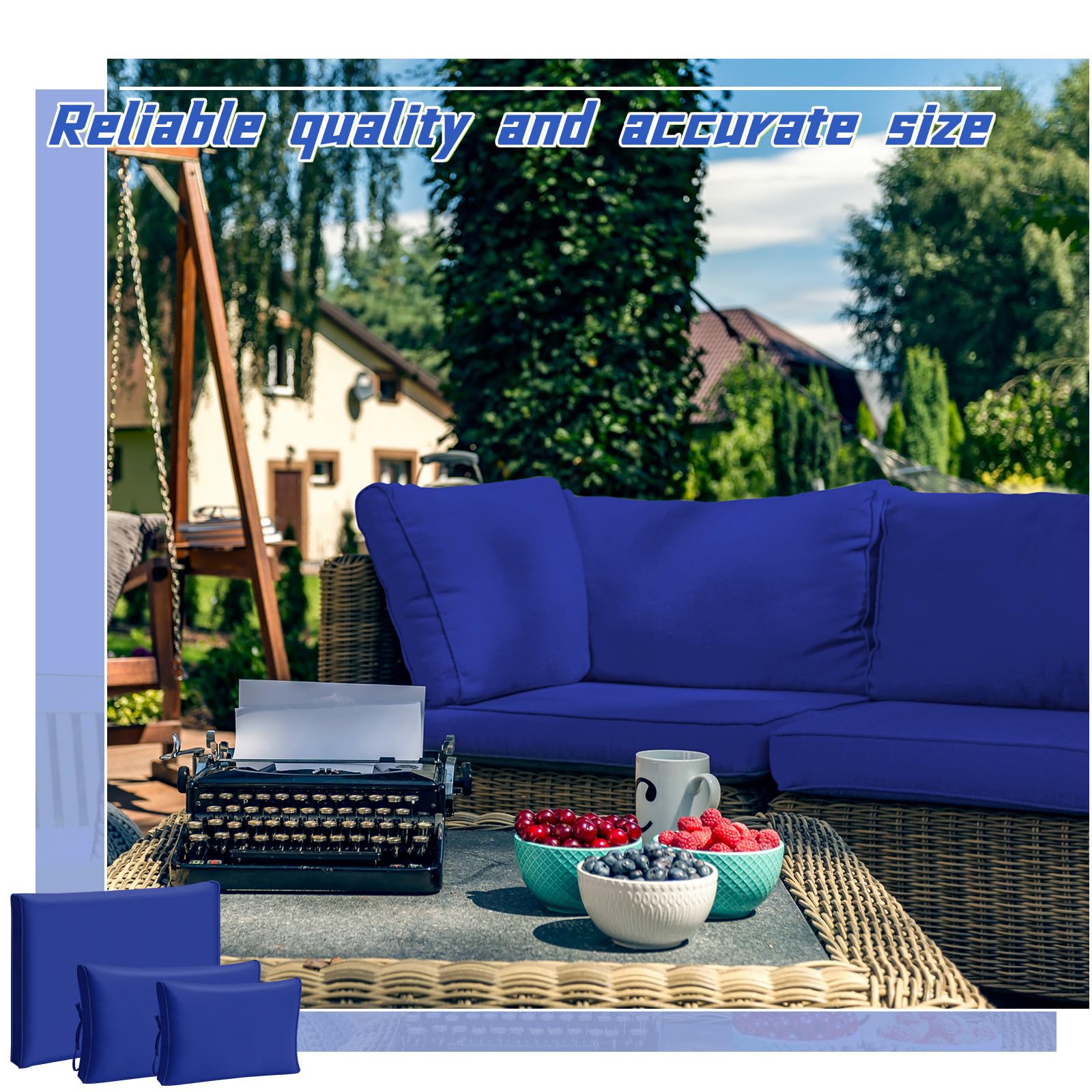 Patelai 11-Piece Outdoor Patio Cushion Slipcovers Set - Waterproof Replacement Covers for Sectional Sofa & Furniture (3 Sizes, Dark Blue) - Perfect for Backyard, Deck & Poolside Lounging