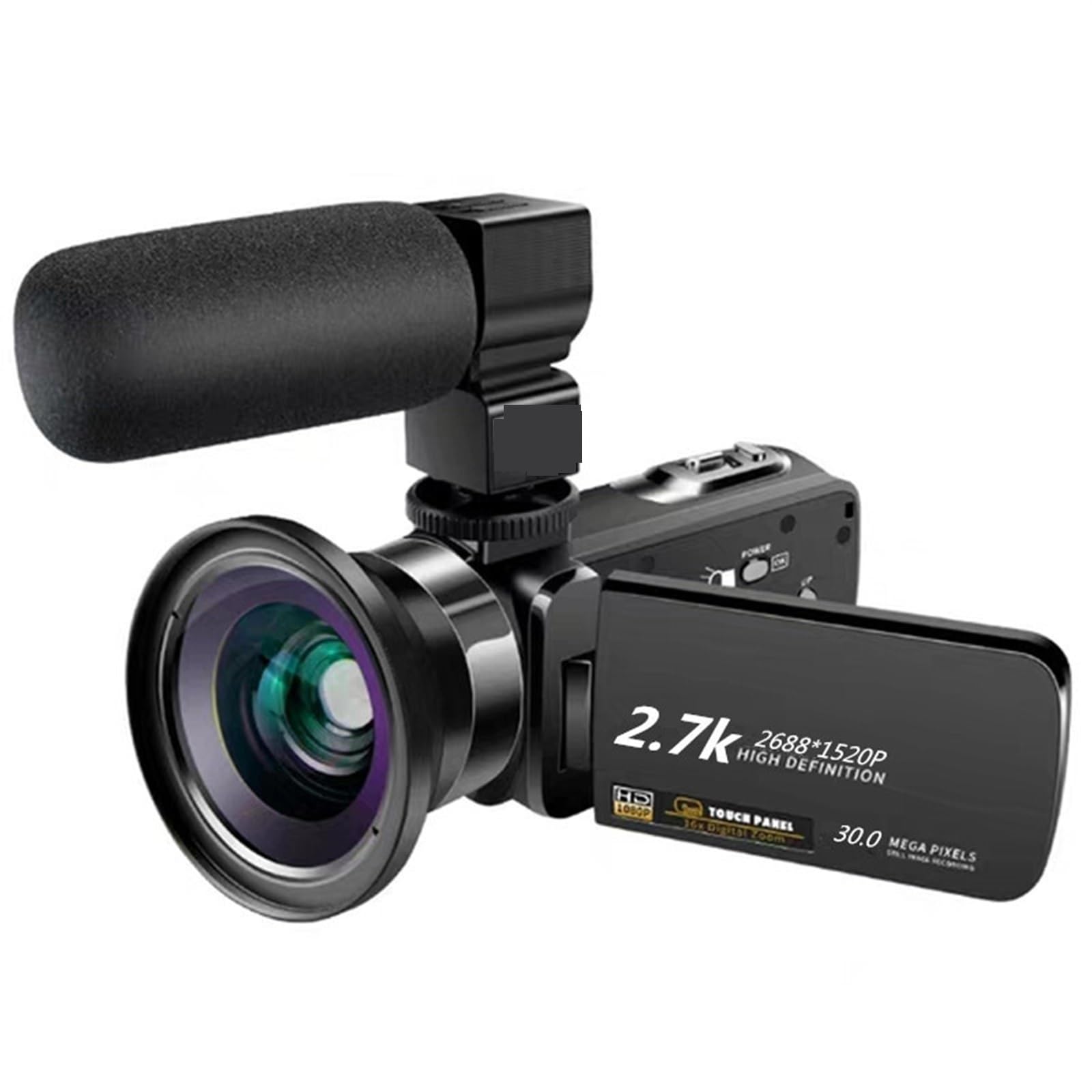 NMBHUS 30MP HD Digital Video Camera with Wide Angle Lens - Portable Travel Camcorder for Vlogging, YouTube, Selfies & Home Movies (Black) - Perfect for Travel, Parties & Outdoor Adventures