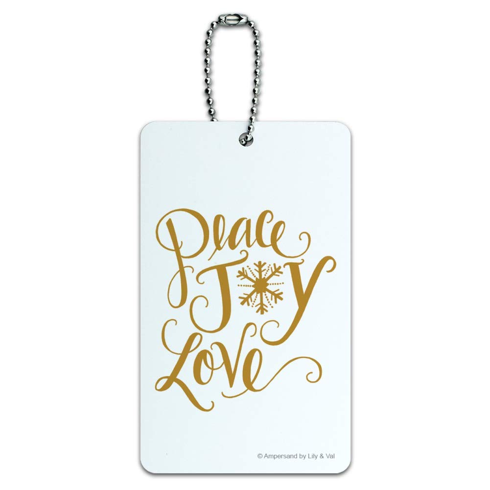 Peace Joy Love Christmas Luggage Tag - Personalized Suitcase ID Tag for Carry-On Bags - Perfect Holiday Travel Accessory for Airports & Vacation Trips