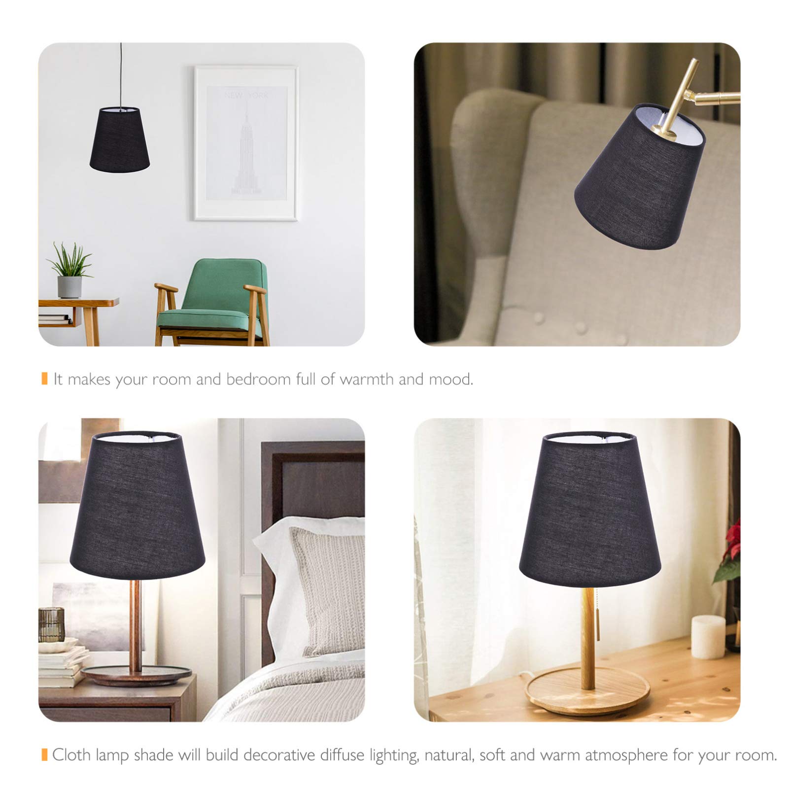 Black Drum Chandelier Lamp Shade - Barrel Lampshade Cover for Table & Floor Lights - Home, Office, Hotel & Restaurant Decor - Elegant Gauze Sconce Shades for Ambient Lighting