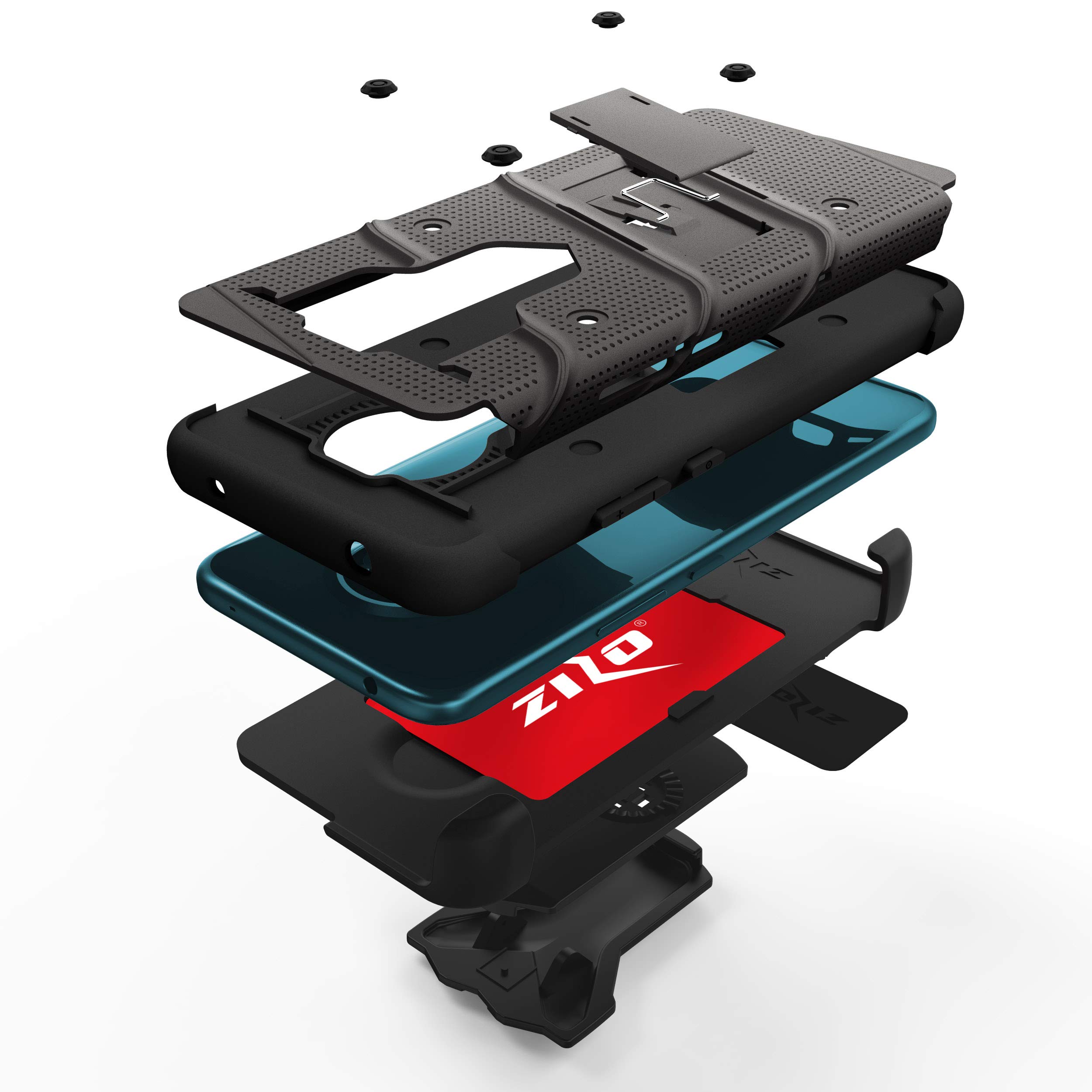 ZIZO Bolt Series Rugged Case for Nokia C5 Endi - Shockproof Cover with Built-in Screen Protector, Kickstand, Holster & Lanyard (Gun Metal Gray/Black) - Perfect for Outdoor Activities, Work & Travel Protection