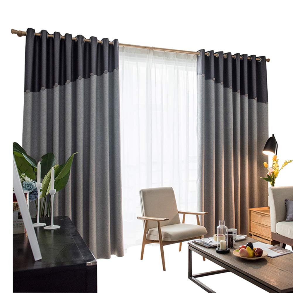 Blackout Curtains with Grommet Top - 47x67 Inch Grey Microfiber Sliding Door Drapes for Kitchen, Bedroom & Living Room | Light Blocking, Noise Reducing Window Treatments for Better Sleep & Privacy