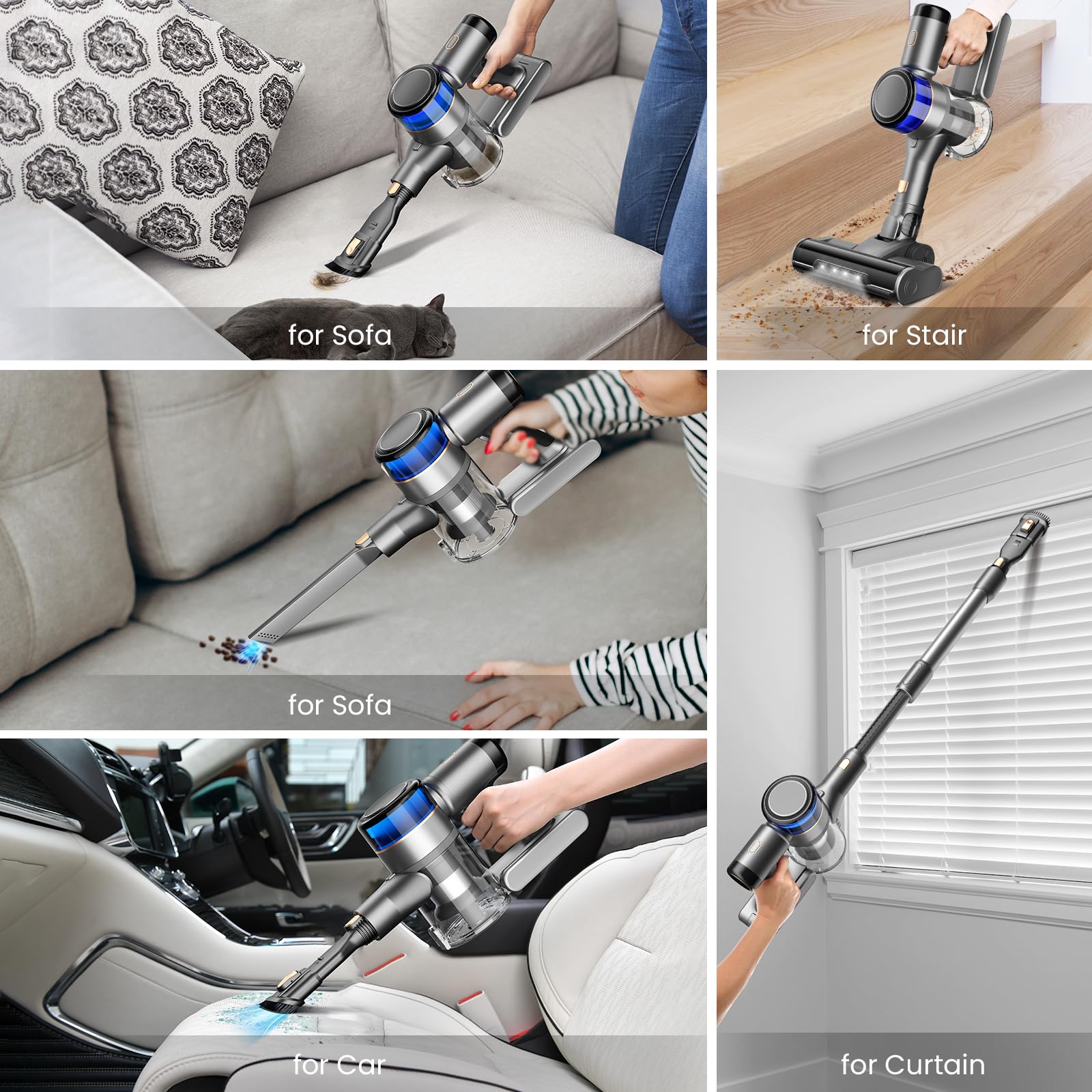 400W Cordless Vacuum Cleaner - 45Kpa Suction, 55min Runtime for Home & Carpet - LED Display