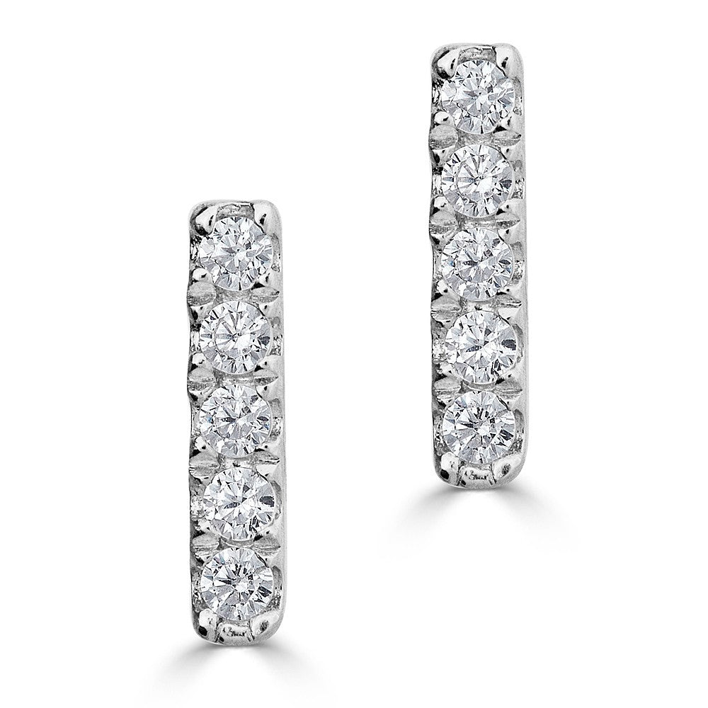 14K Gold 0.06 CTW Diamond Bar Stud Earrings for Women - Minimalist Dainty Jewelry for Everyday Wear & Special Occasions
