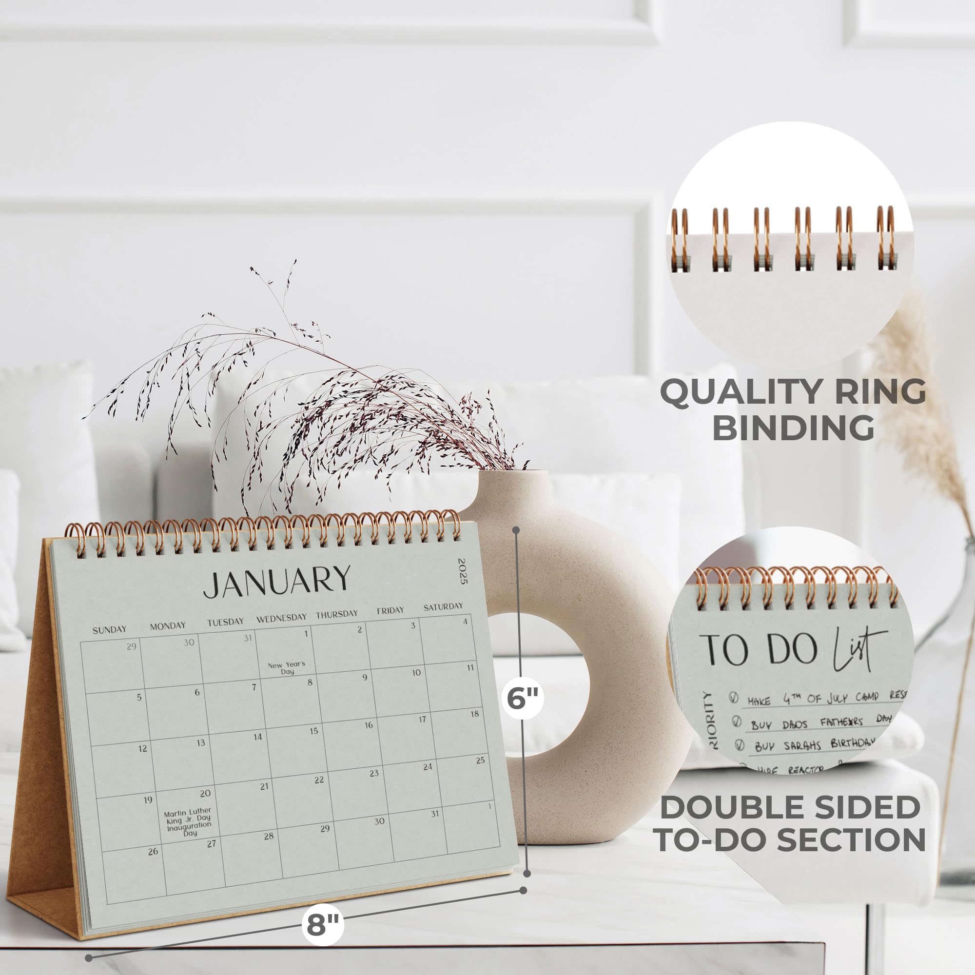 2025-2026 Aesthetic Desk Calendar | August 2024 to June 2026 | Beautiful Small Flip Desktop Planner for Office, Home & School Organization | Perfect for Work Scheduling, Gift Giving & Daily Planning