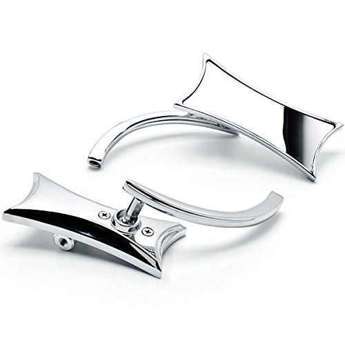 Krator Chrome Twisted Motorcycle Mirrors Bolt Adapters - Compatible with Harley Davidson Screamin Eagle - Universal Fit for Custom Bike Builds & Road Safety Enhancement