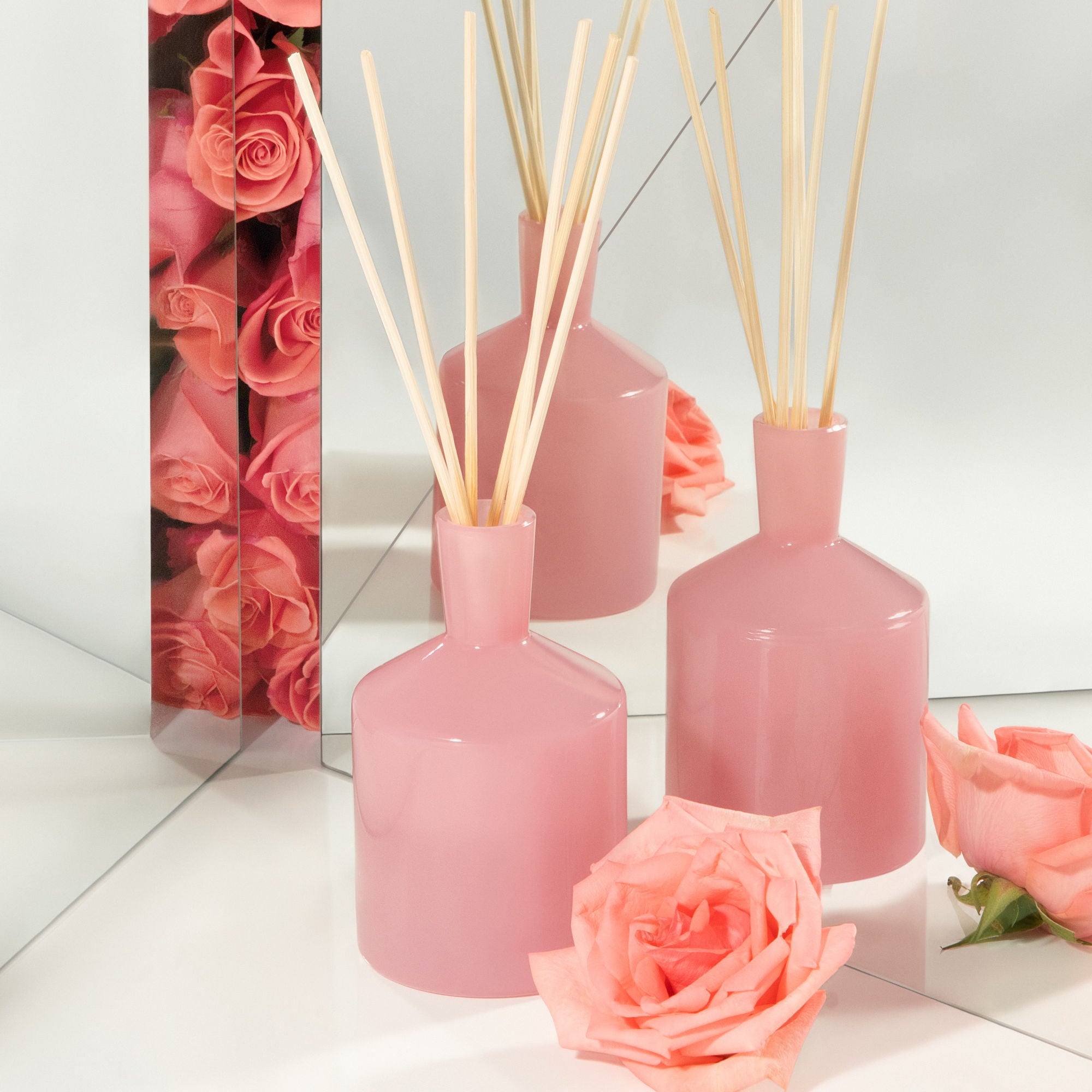 Blush Rose Reed Diffuser - Elegant Home Fragrance Oil Diffuser with Natural Rattan Sticks for Living Room, Bedroom & Office - Long Lasting Aromatherapy Essential Oil Diffuser Set