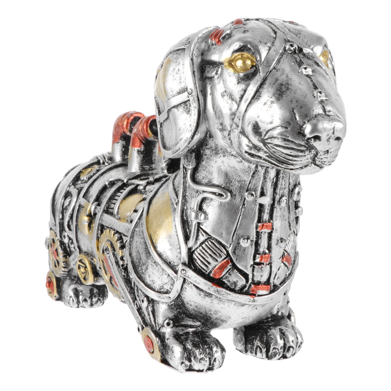 FOMIYES Steampunk Mini Bookshelf & Dachshund Resin Statue - Vintage Office Desk Decor, Retro Bookshelf Ornament, Outdoor Garden Playset - Perfect for Gothic Home Decor, Punk Themed Rooms & Steampunk Collections