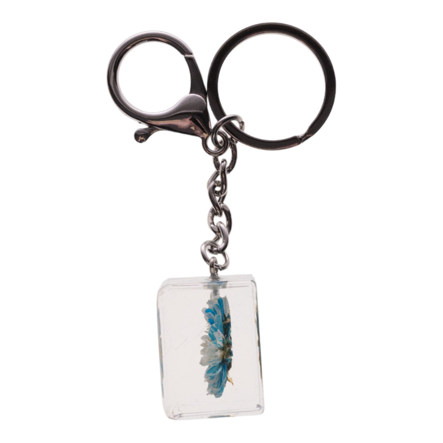 Real Daisy in Acrylic Cube Keychain - Blue Floral Gift for Women | Perfect for Keys, Bags & Everyday Carry