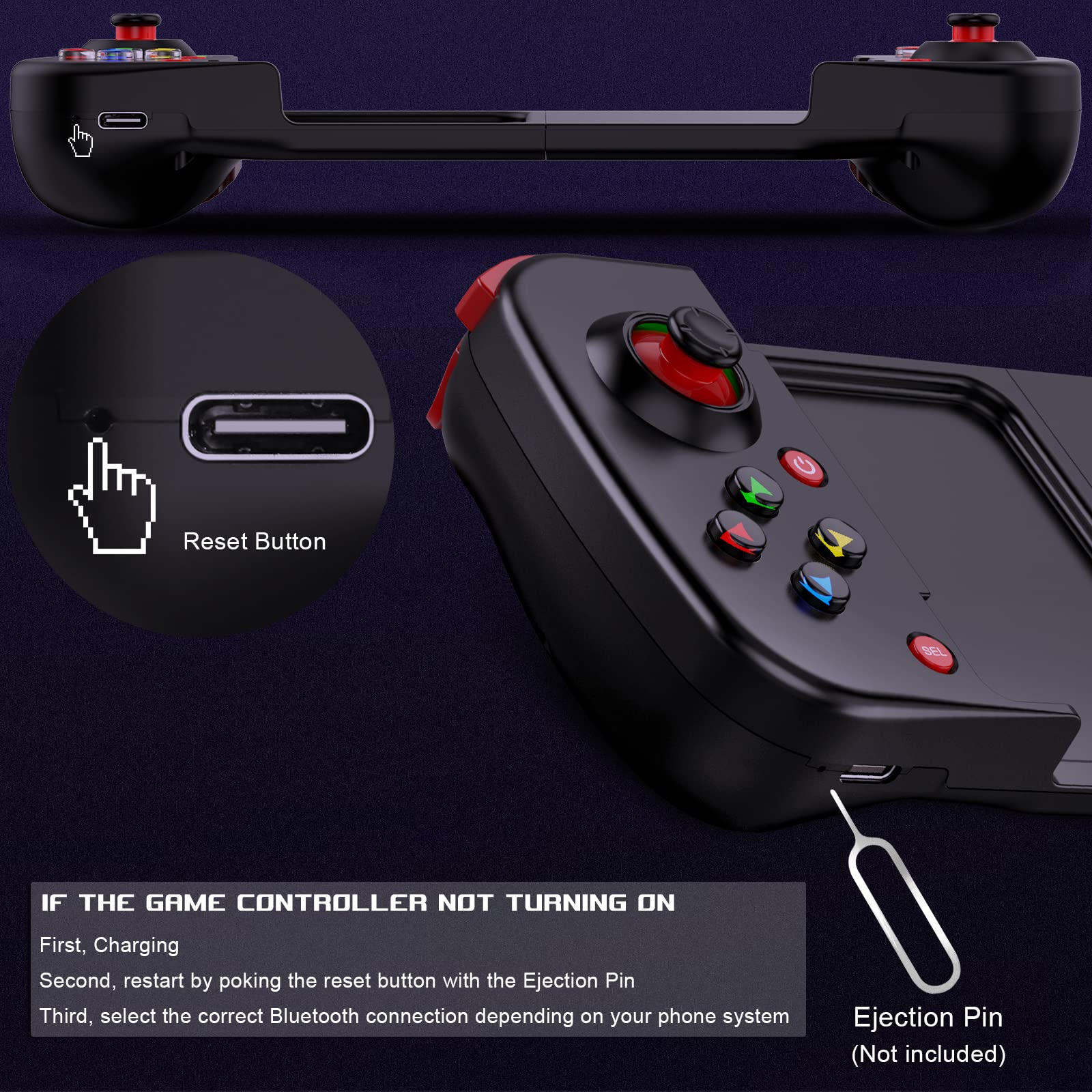 Megadream Wireless Bluetooth Mobile Game Controller for iPhone iOS Android PC - Compatible with iPhone 16/15/14/13/12/11, iPad, Samsung Galaxy, TCL Tablets - Perfect for Call of Duty, Roblox, Fortnite & Mobile Gaming (Blue & Green) - Ideal for Competitive Gaming, Live Streaming & Esports Tournaments